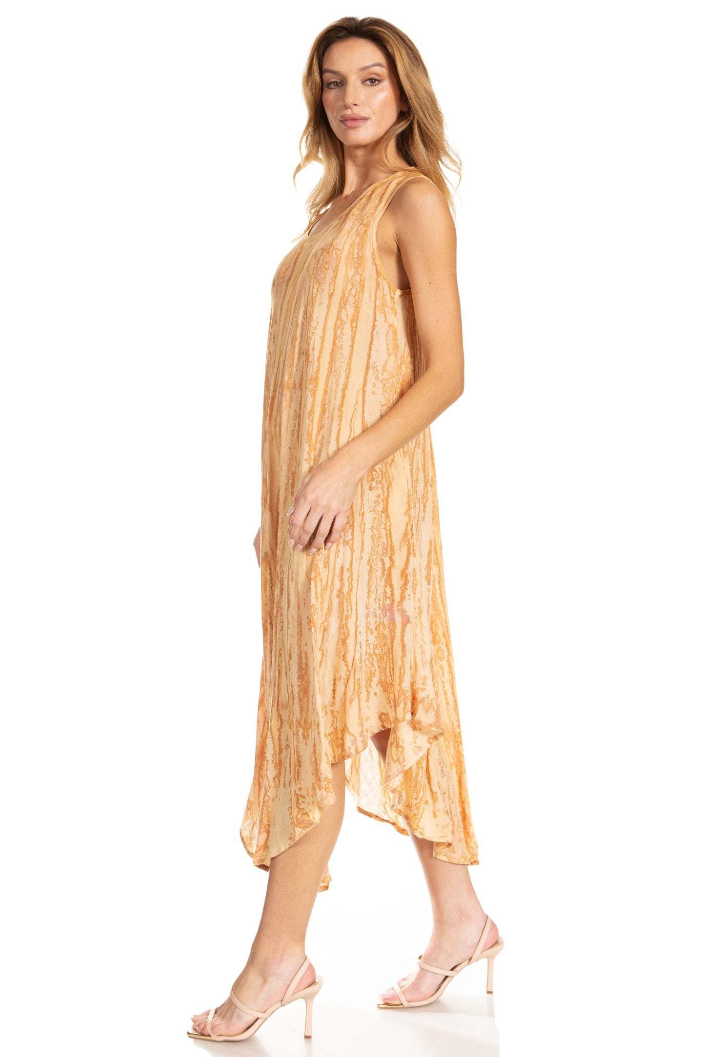 Sakkas Kara Long Draped Sleeveless Marbled Caftan Dress / Cover Up - Concordia Style Boutique