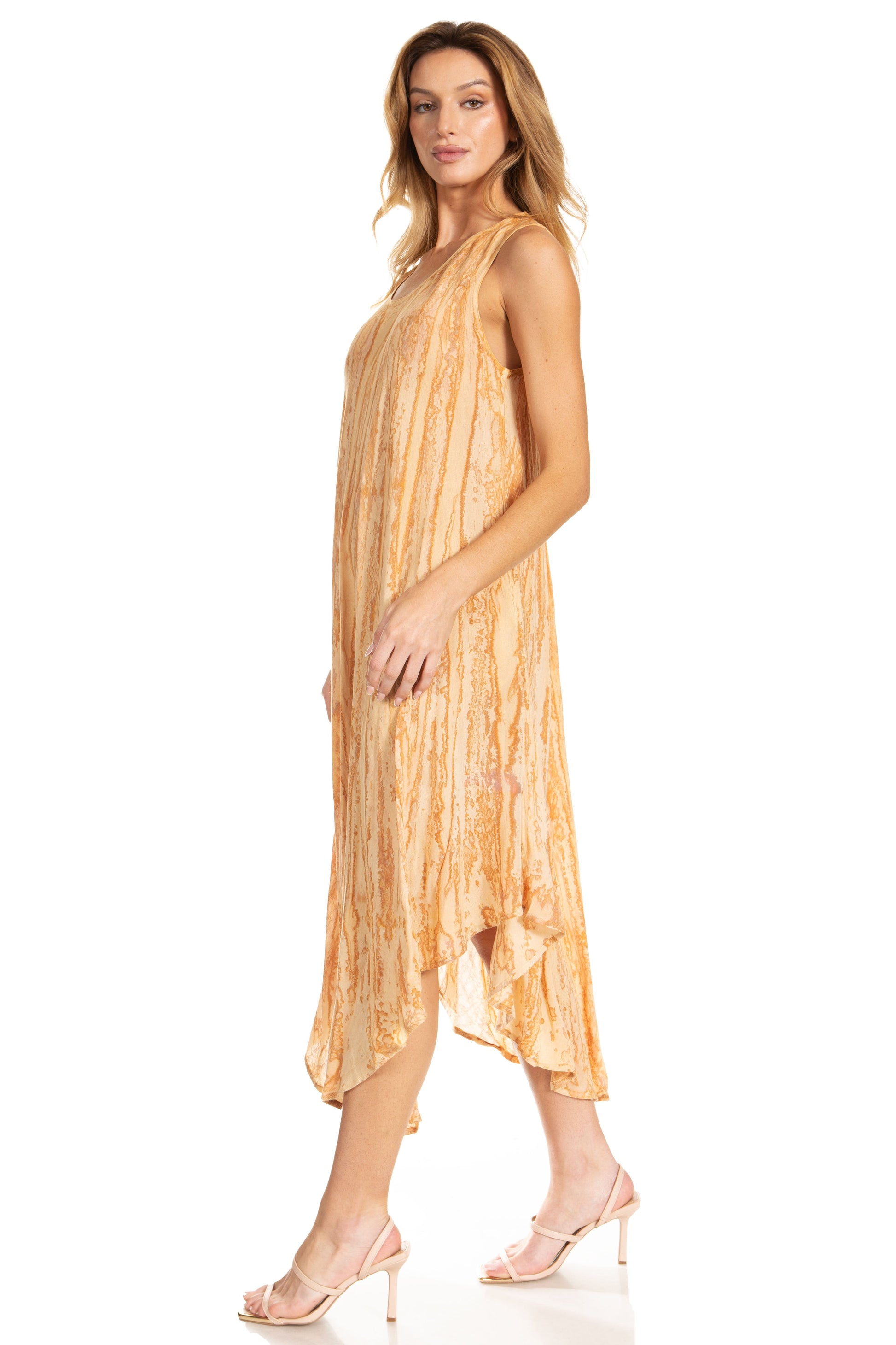 Sakkas Kara Long Draped Sleeveless Marbled Caftan Dress / Cover Up - Concordia Style Boutique