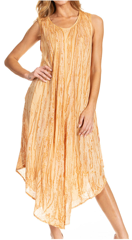 Sakkas Kara Long Draped Sleeveless Marbled Caftan Dress / Cover Up - Concordia Style Boutique