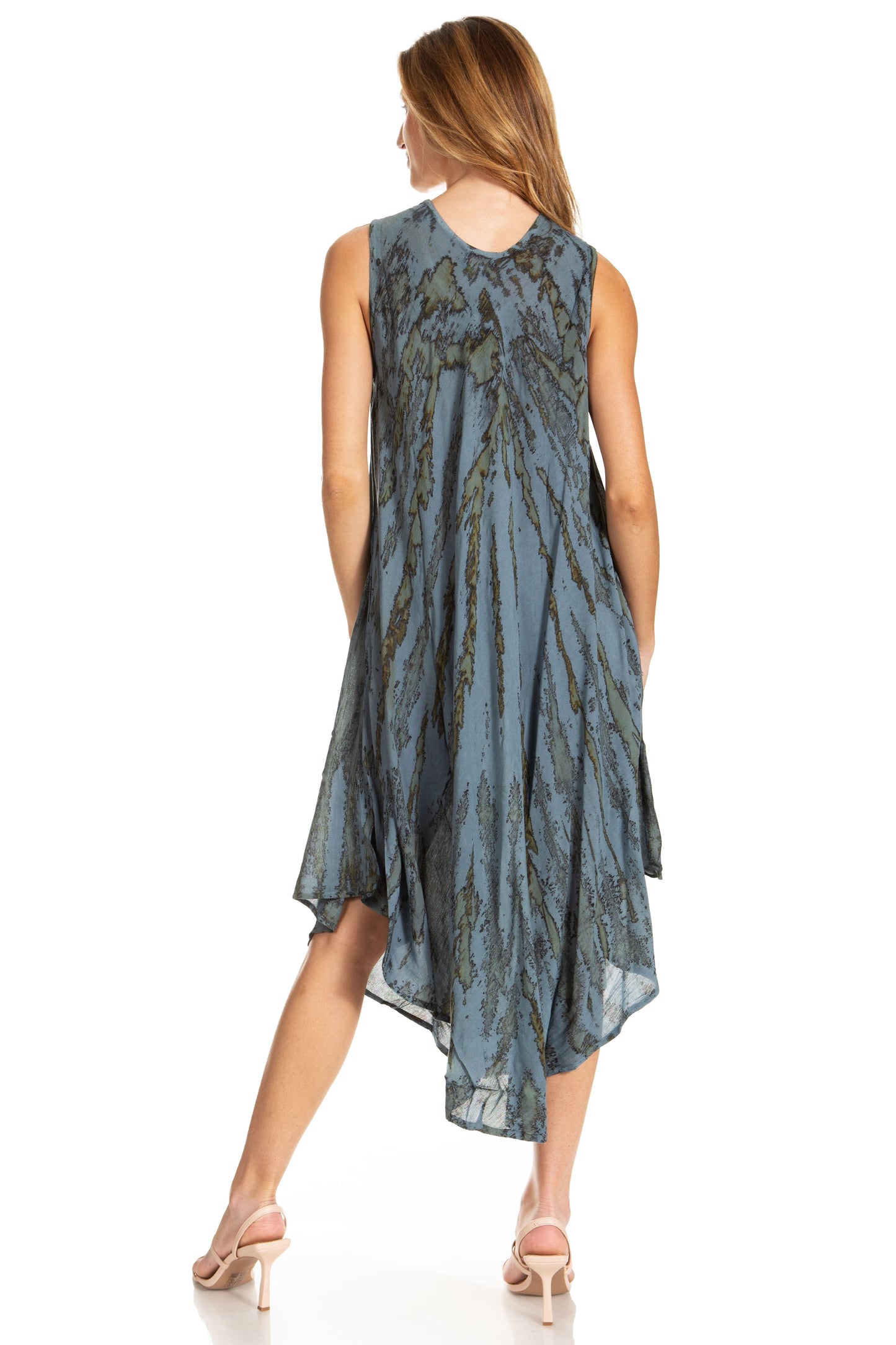 Sakkas Kara Long Draped Sleeveless Marbled Caftan Dress / Cover Up - Concordia Style Boutique