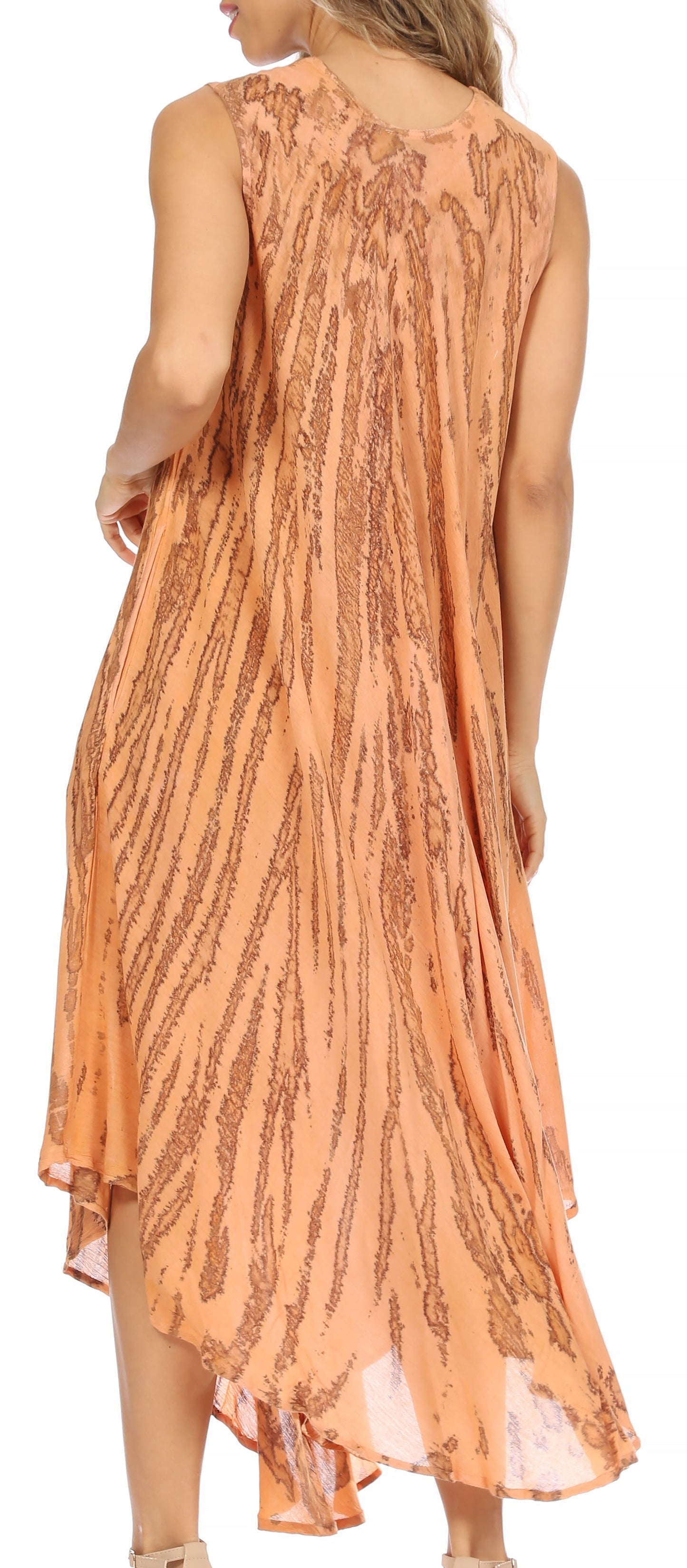 Sakkas Kara Long Draped Sleeveless Marbled Caftan Dress / Cover Up - Concordia Style Boutique
