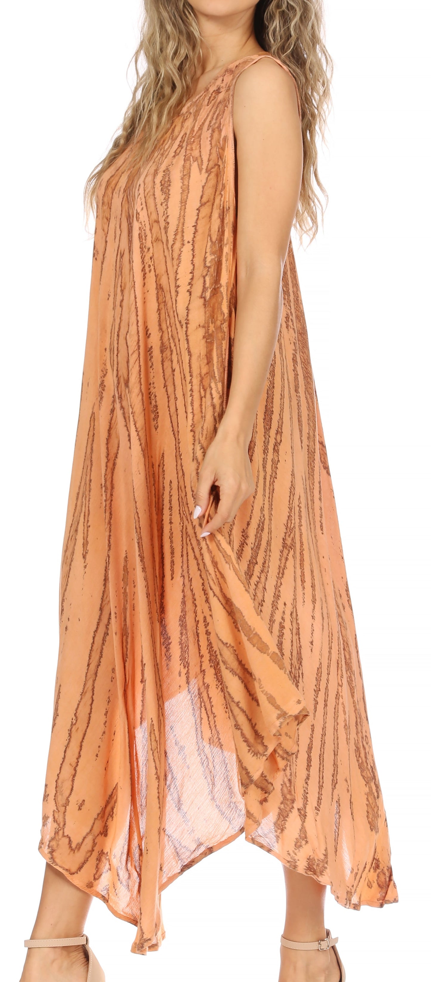 Sakkas Kara Long Draped Sleeveless Marbled Caftan Dress / Cover Up - Concordia Style Boutique
