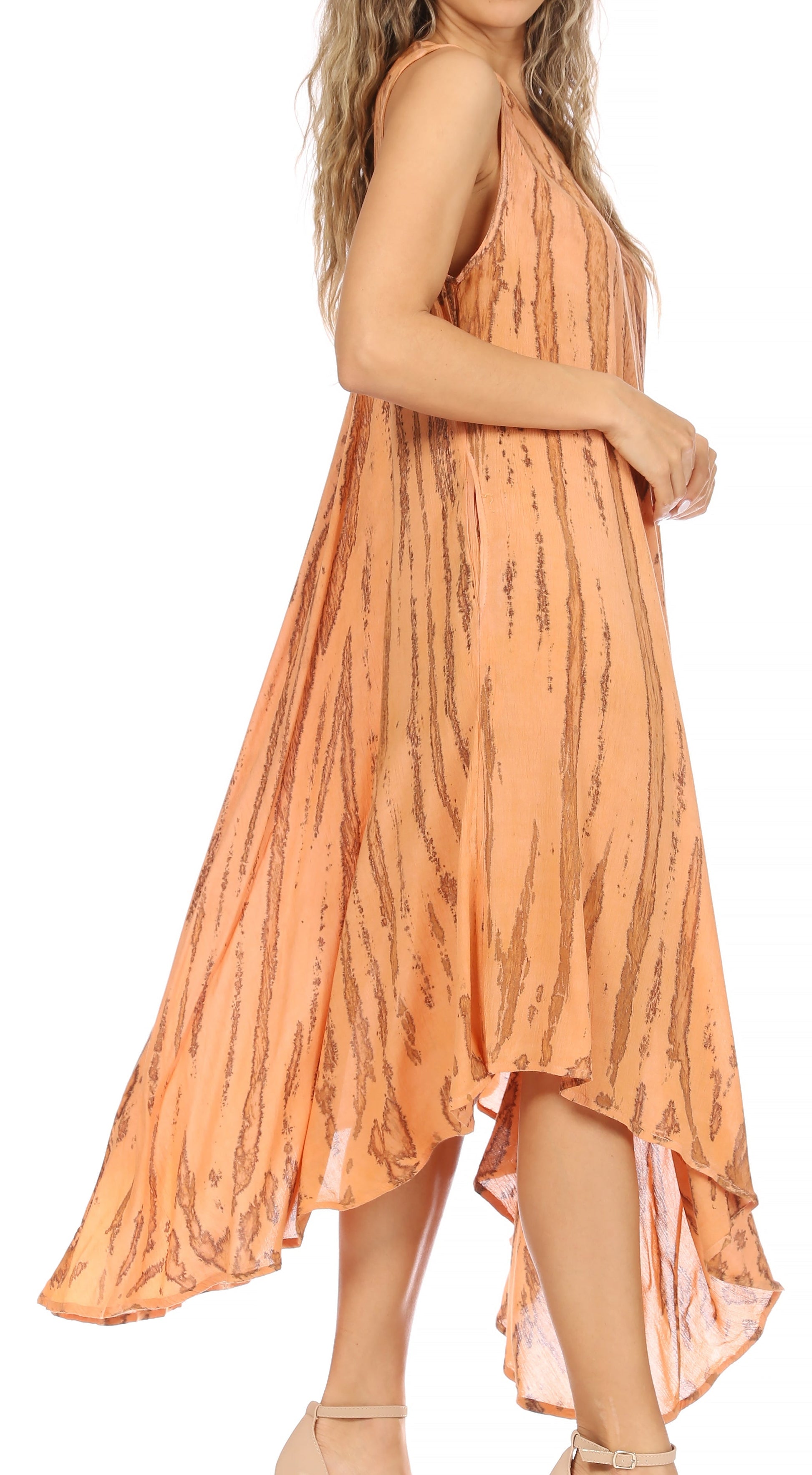 Sakkas Kara Long Draped Sleeveless Marbled Caftan Dress / Cover Up - Concordia Style Boutique