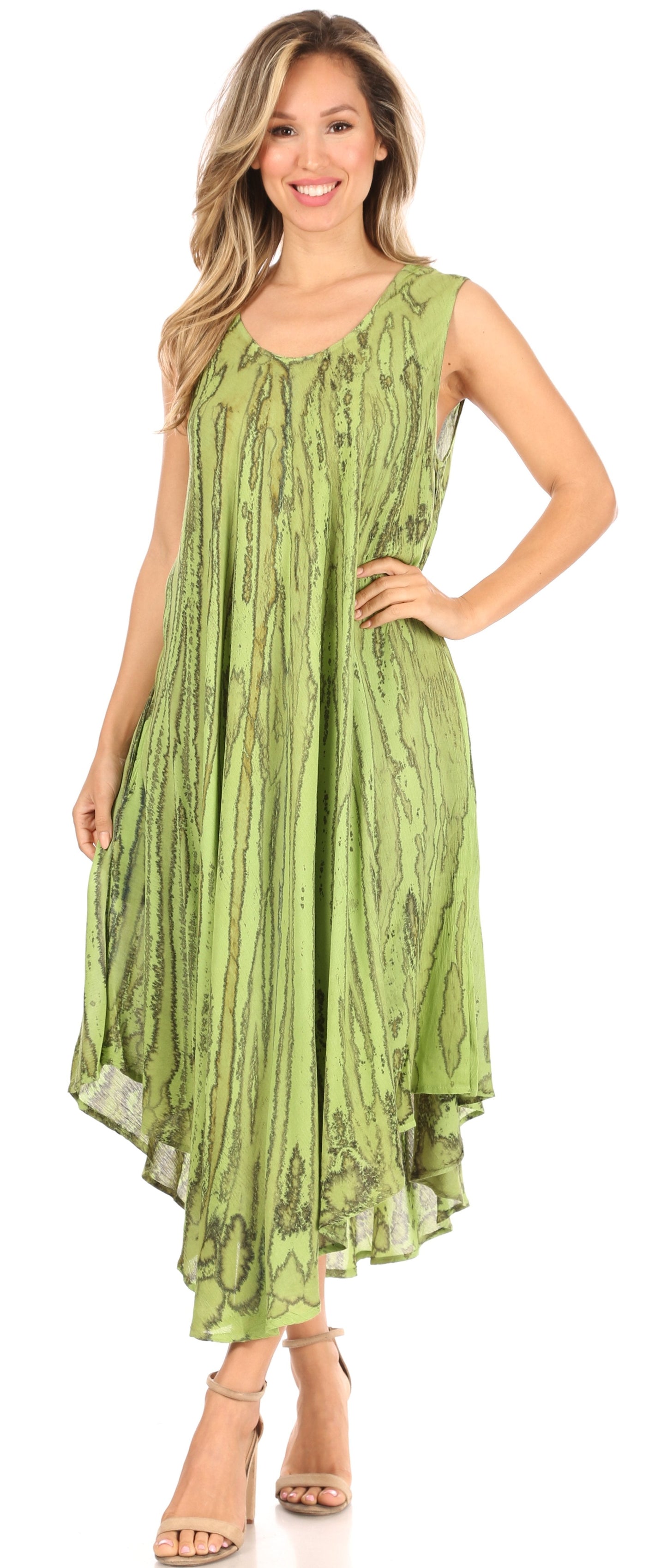 Sakkas Kara Long Draped Sleeveless Marbled Caftan Dress / Cover Up - Concordia Style Boutique