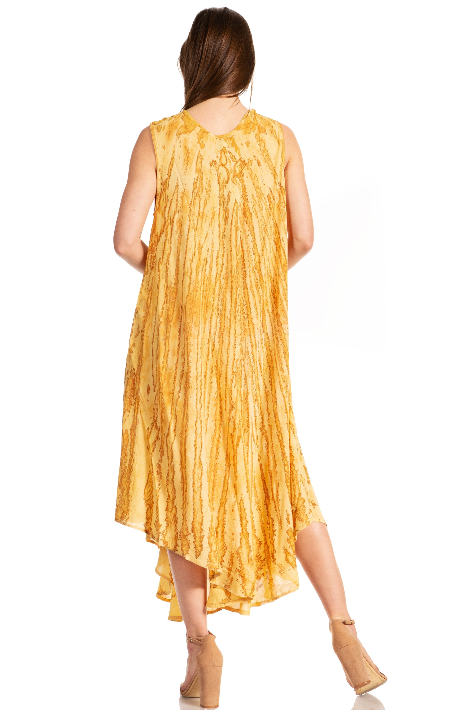 Sakkas Kara Long Draped Sleeveless Marbled Caftan Dress / Cover Up - Concordia Style Boutique