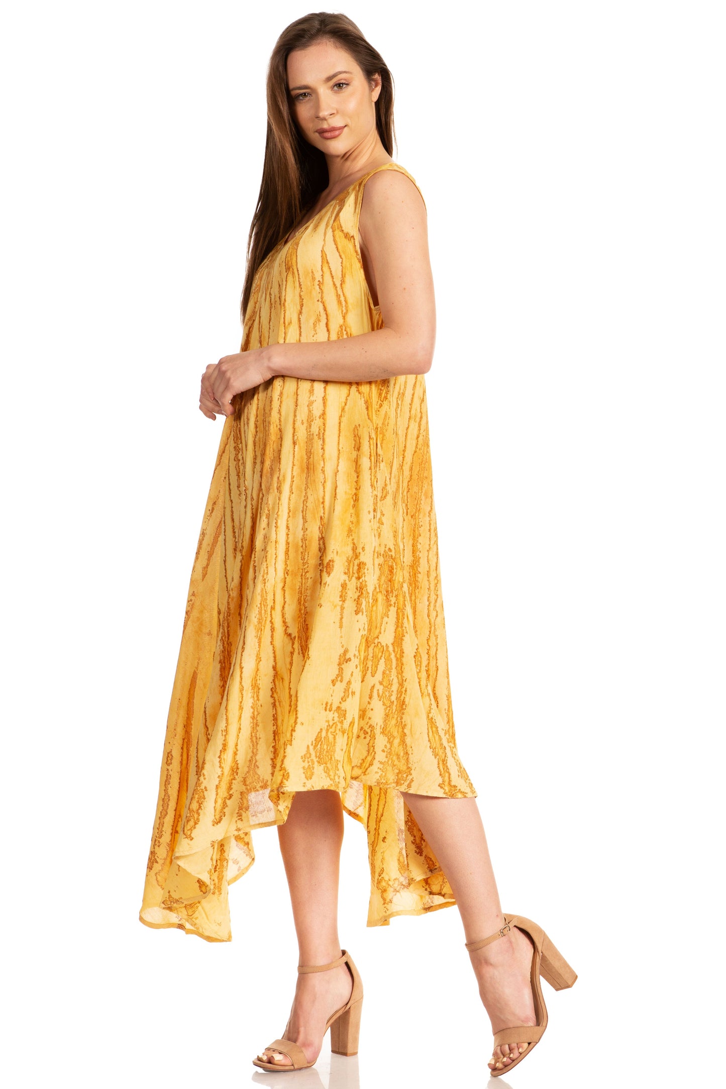 Sakkas Kara Long Draped Sleeveless Marbled Caftan Dress / Cover Up - Concordia Style Boutique