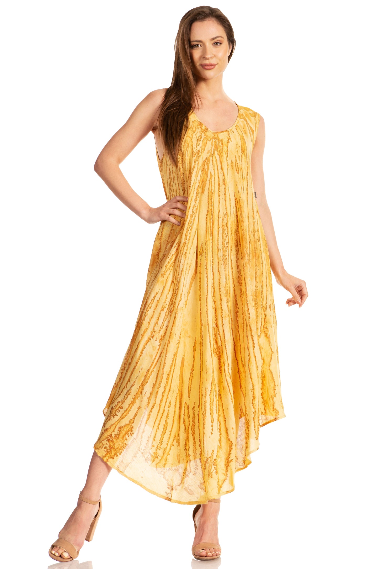 Sakkas Kara Long Draped Sleeveless Marbled Caftan Dress / Cover Up - Concordia Style Boutique