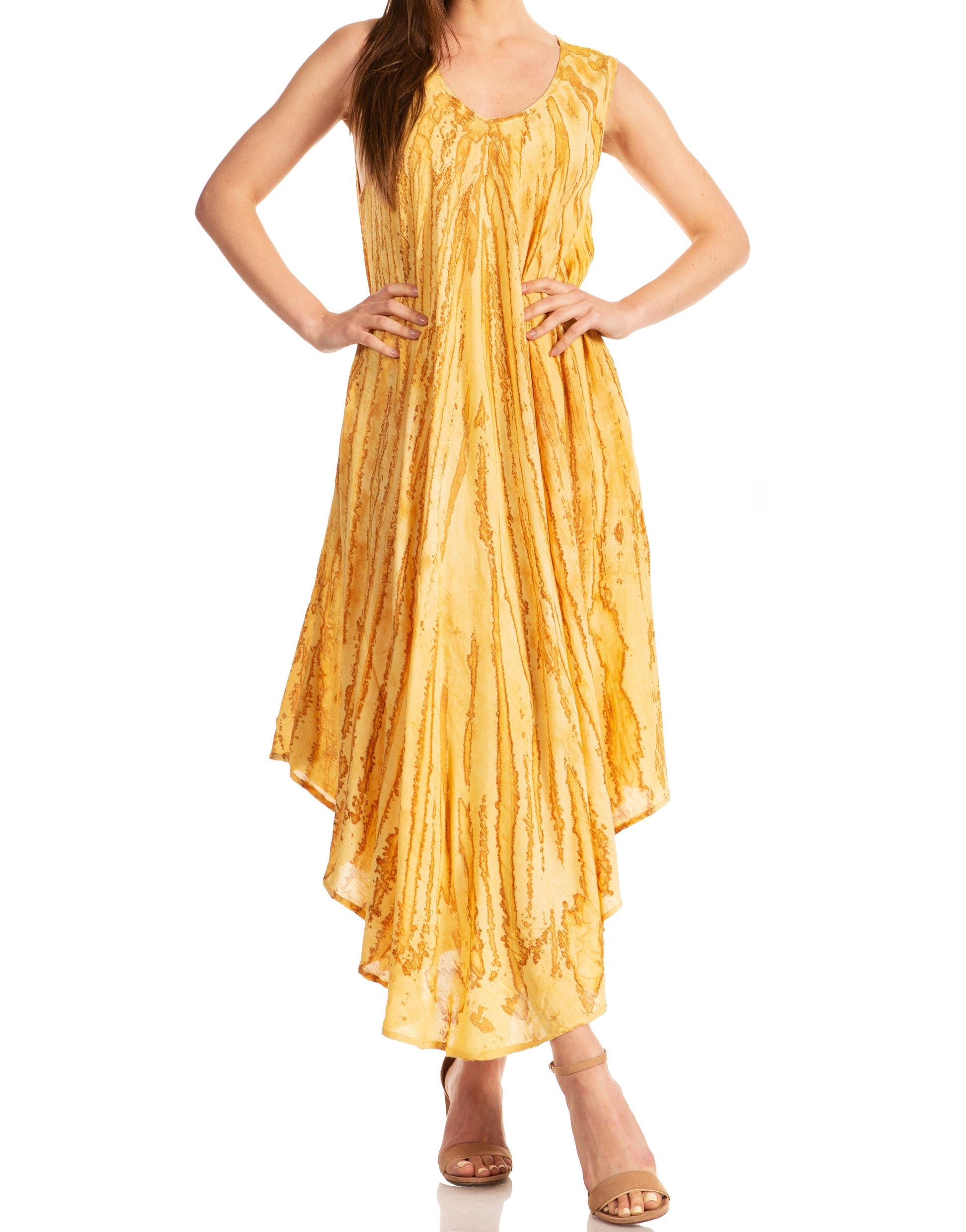 Sakkas Kara Long Draped Sleeveless Marbled Caftan Dress / Cover Up - Concordia Style Boutique
