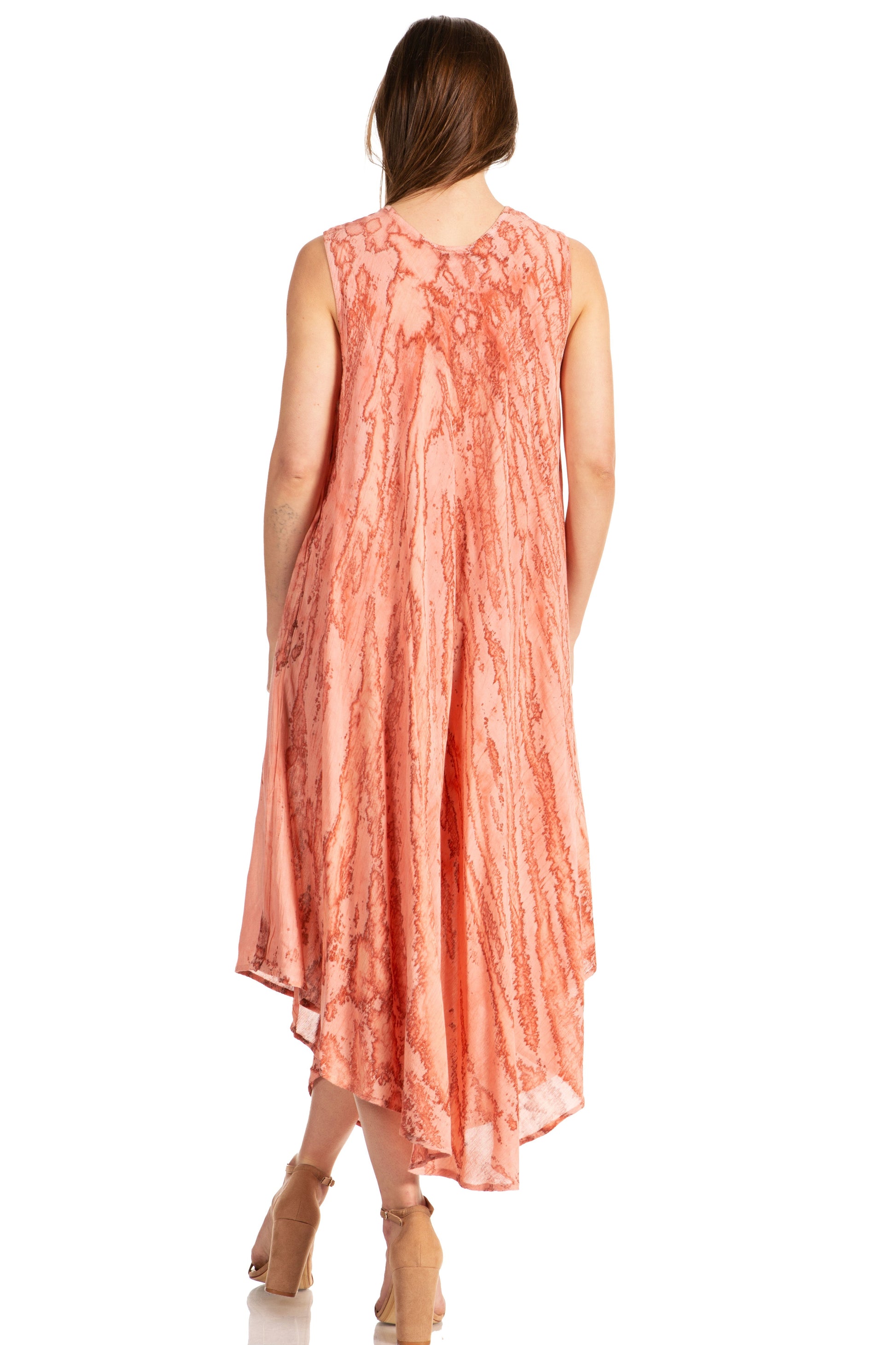 Sakkas Kara Long Draped Sleeveless Marbled Caftan Dress / Cover Up - Concordia Style Boutique
