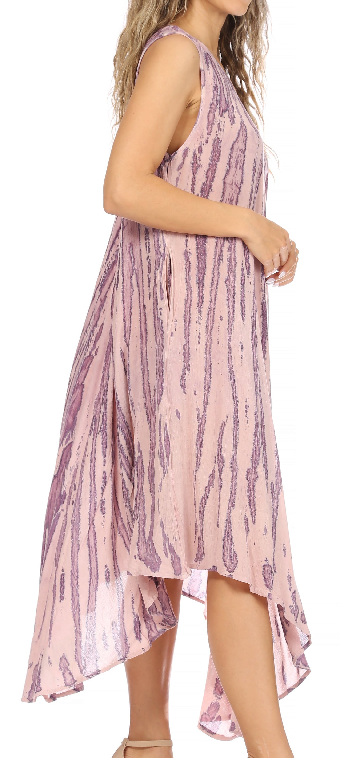 Sakkas Kara Long Draped Sleeveless Marbled Caftan Dress / Cover Up - Concordia Style Boutique