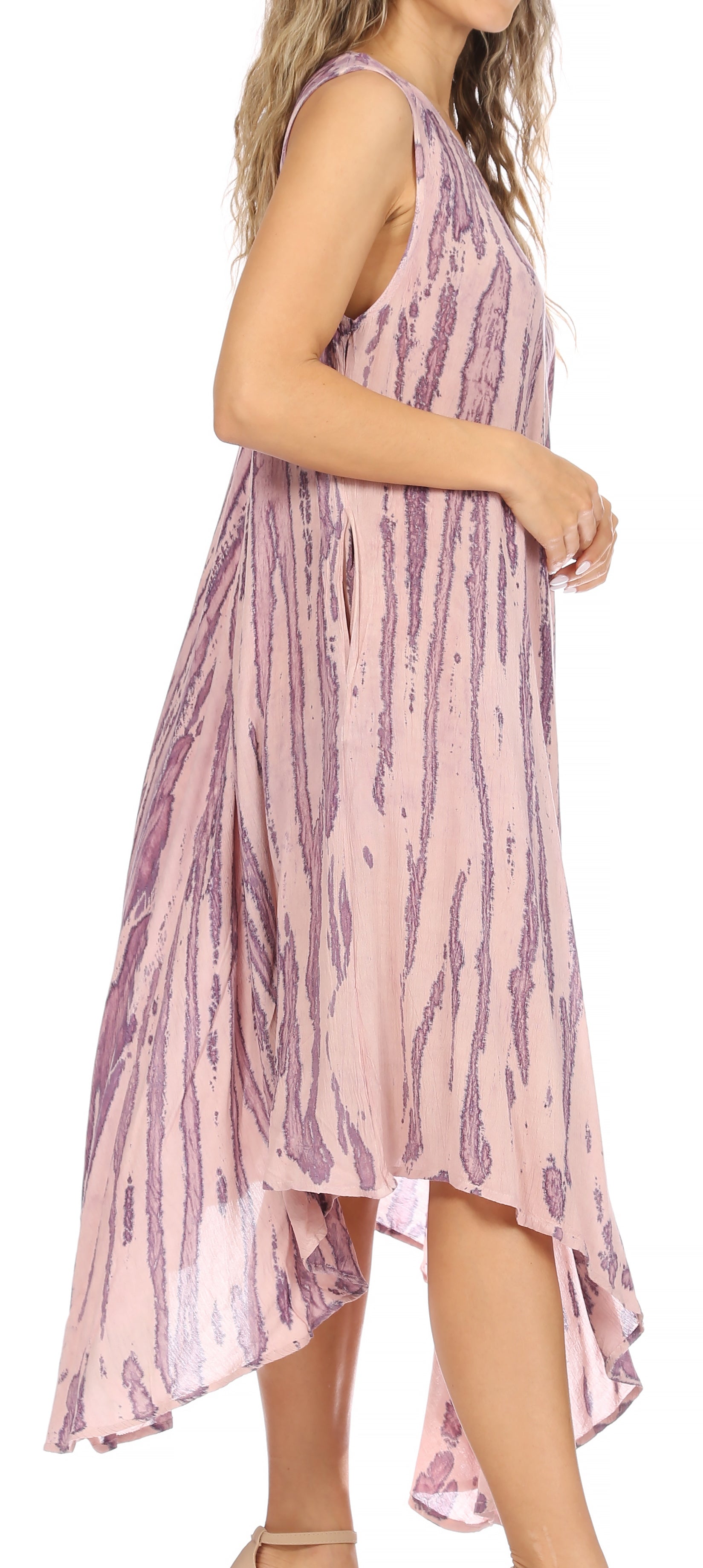 Sakkas Kara Long Draped Sleeveless Marbled Caftan Dress / Cover Up - Concordia Style Boutique