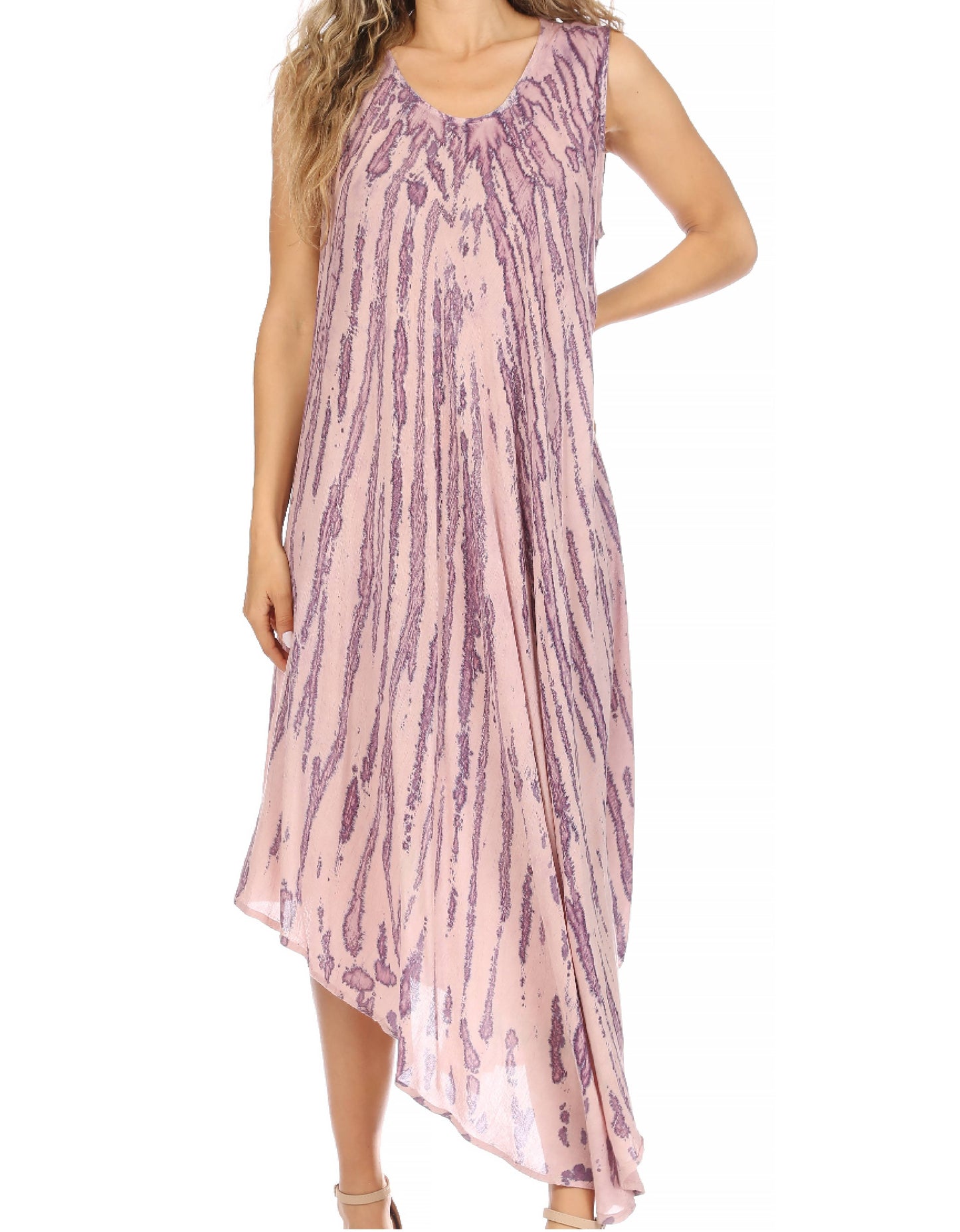 Sakkas Kara Long Draped Sleeveless Marbled Caftan Dress / Cover Up - Concordia Style Boutique