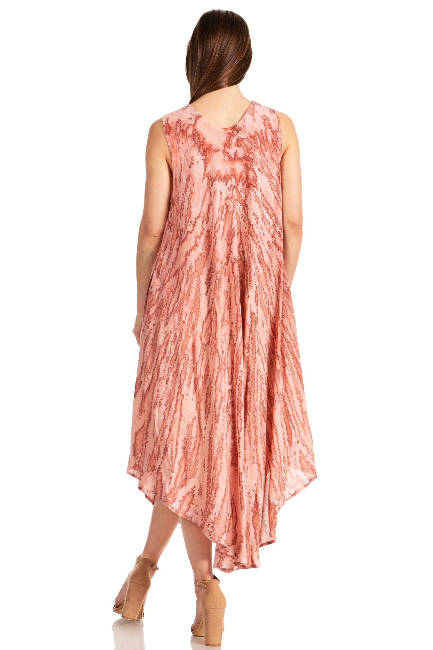 Sakkas Kara Long Draped Sleeveless Marbled Caftan Dress / Cover Up - Concordia Style Boutique