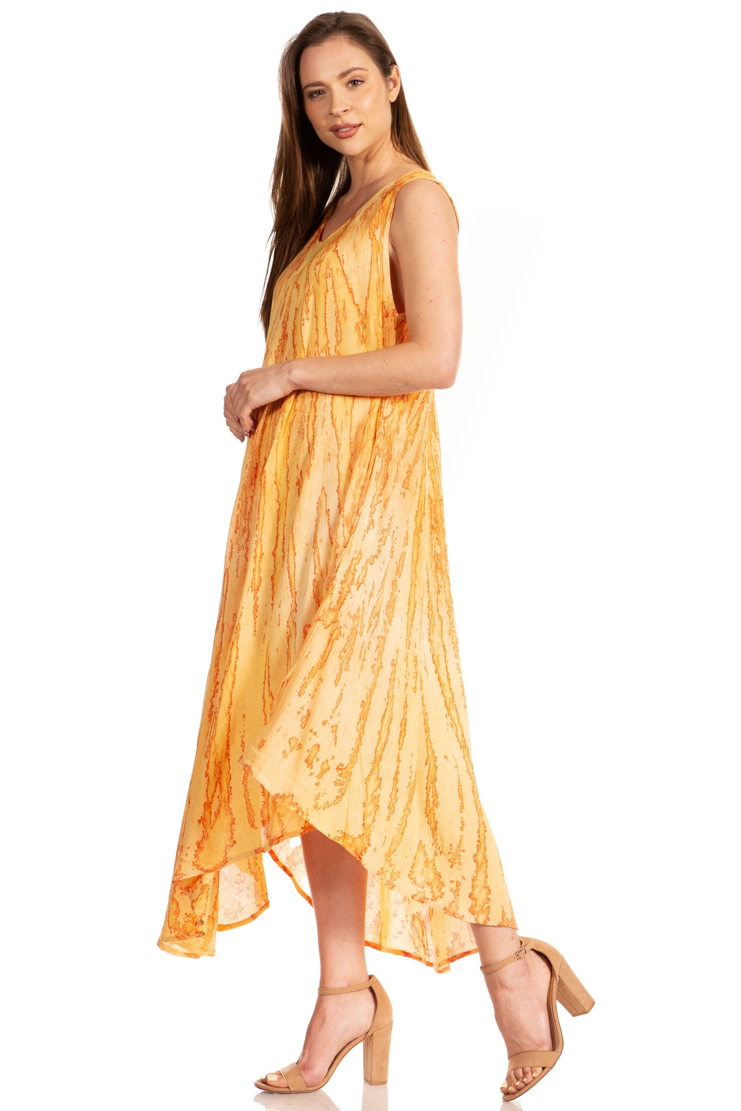 Sakkas Kara Long Draped Sleeveless Marbled Caftan Dress / Cover Up - Concordia Style Boutique