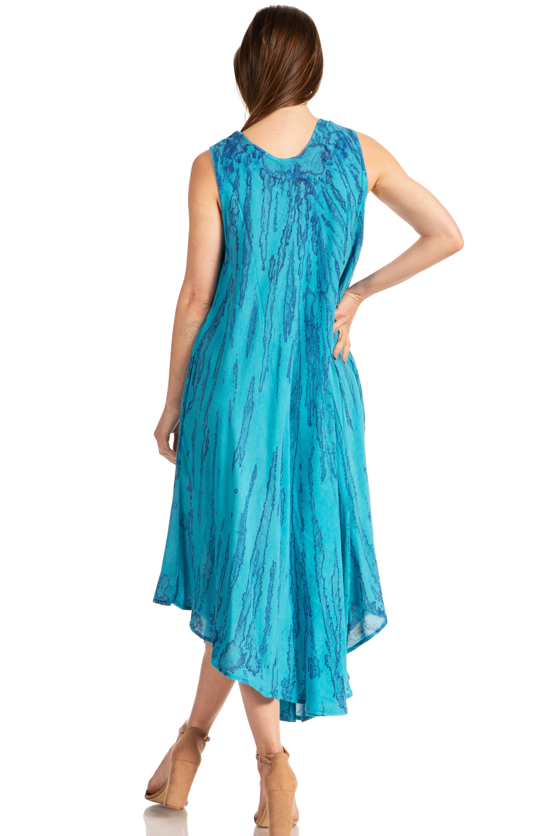 Sakkas Kara Long Draped Sleeveless Marbled Caftan Dress / Cover Up - Concordia Style Boutique