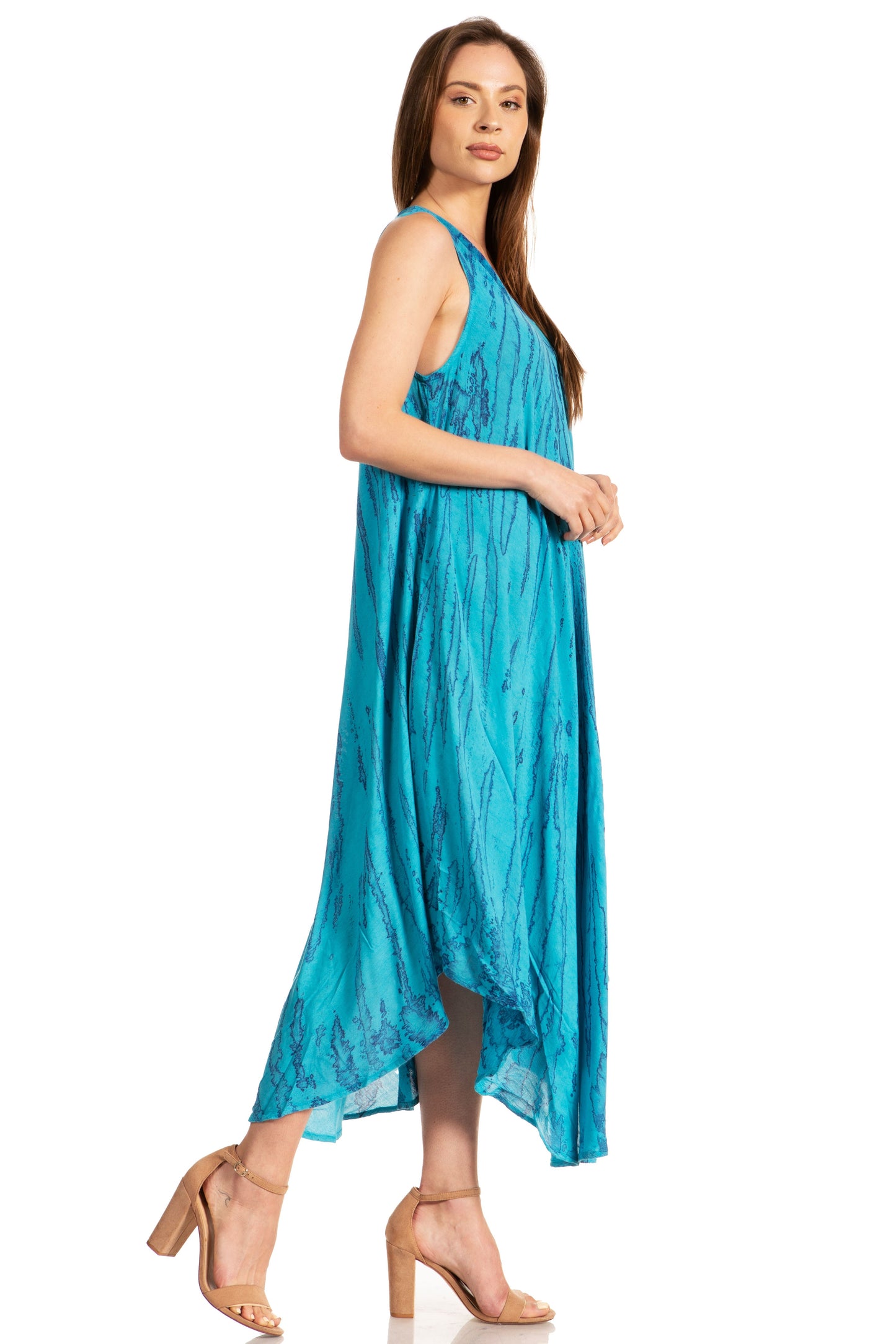 Sakkas Kara Long Draped Sleeveless Marbled Caftan Dress / Cover Up - Concordia Style Boutique