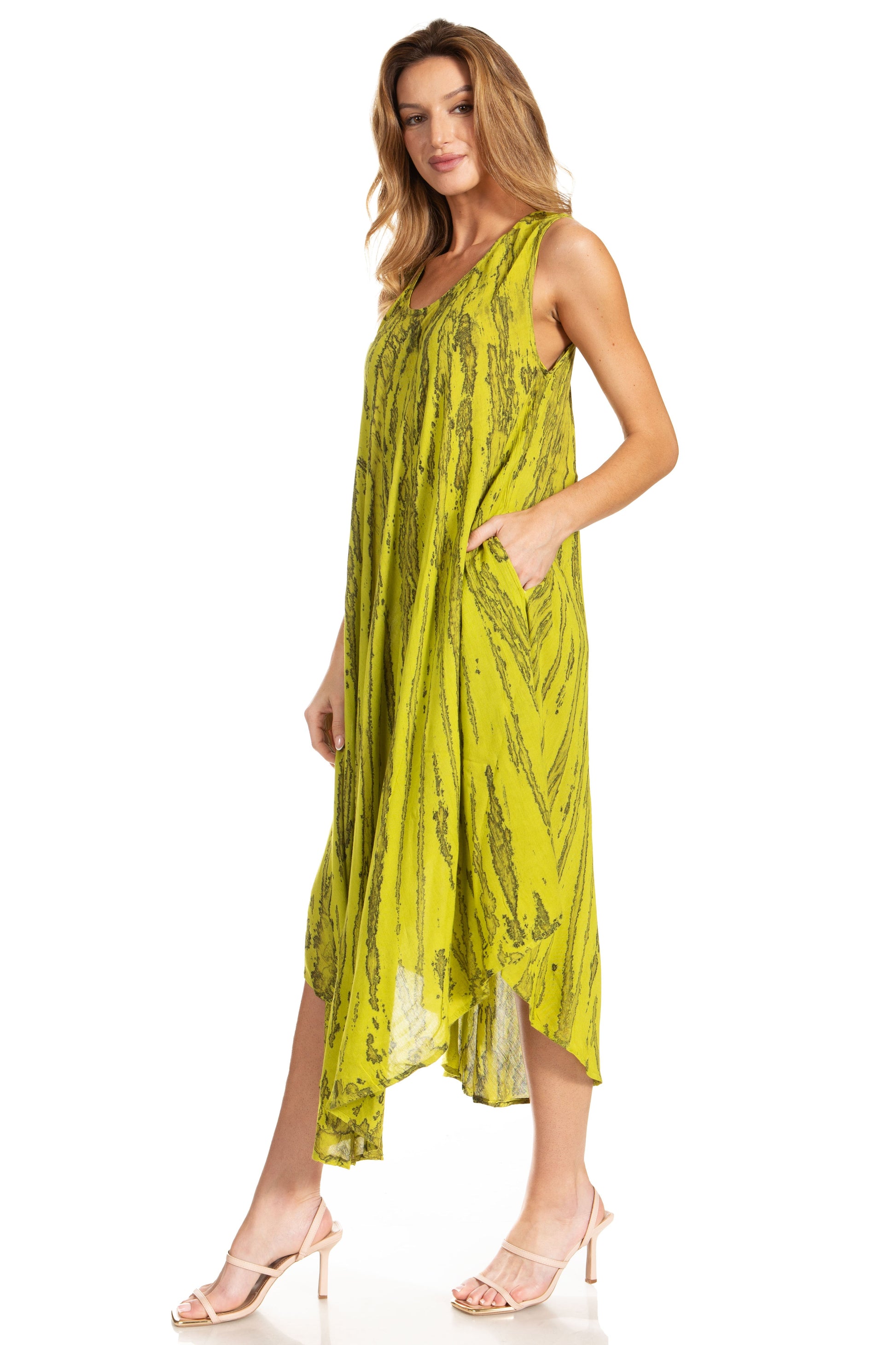 Sakkas Kara Long Draped Sleeveless Marbled Caftan Dress / Cover Up - Concordia Style Boutique