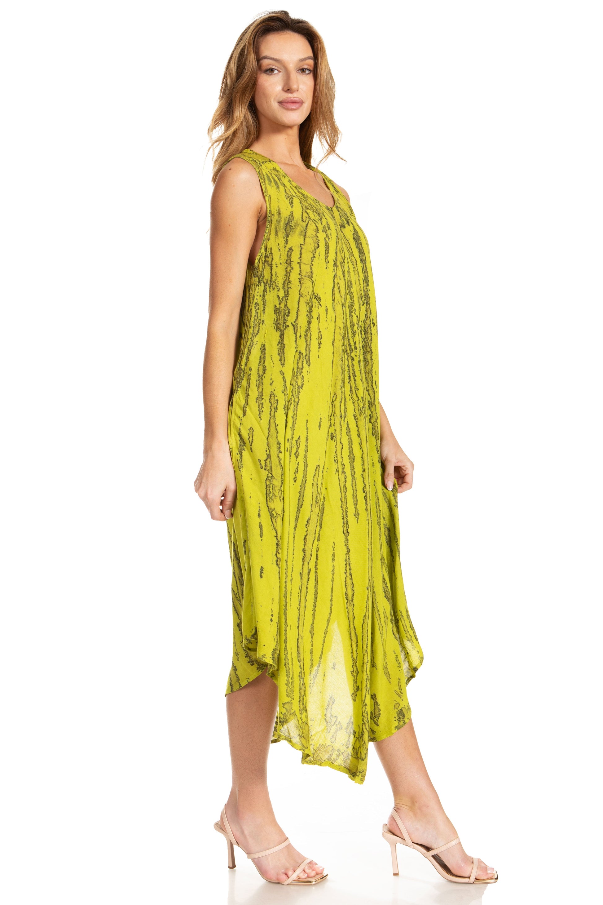 Sakkas Kara Long Draped Sleeveless Marbled Caftan Dress / Cover Up - Concordia Style Boutique