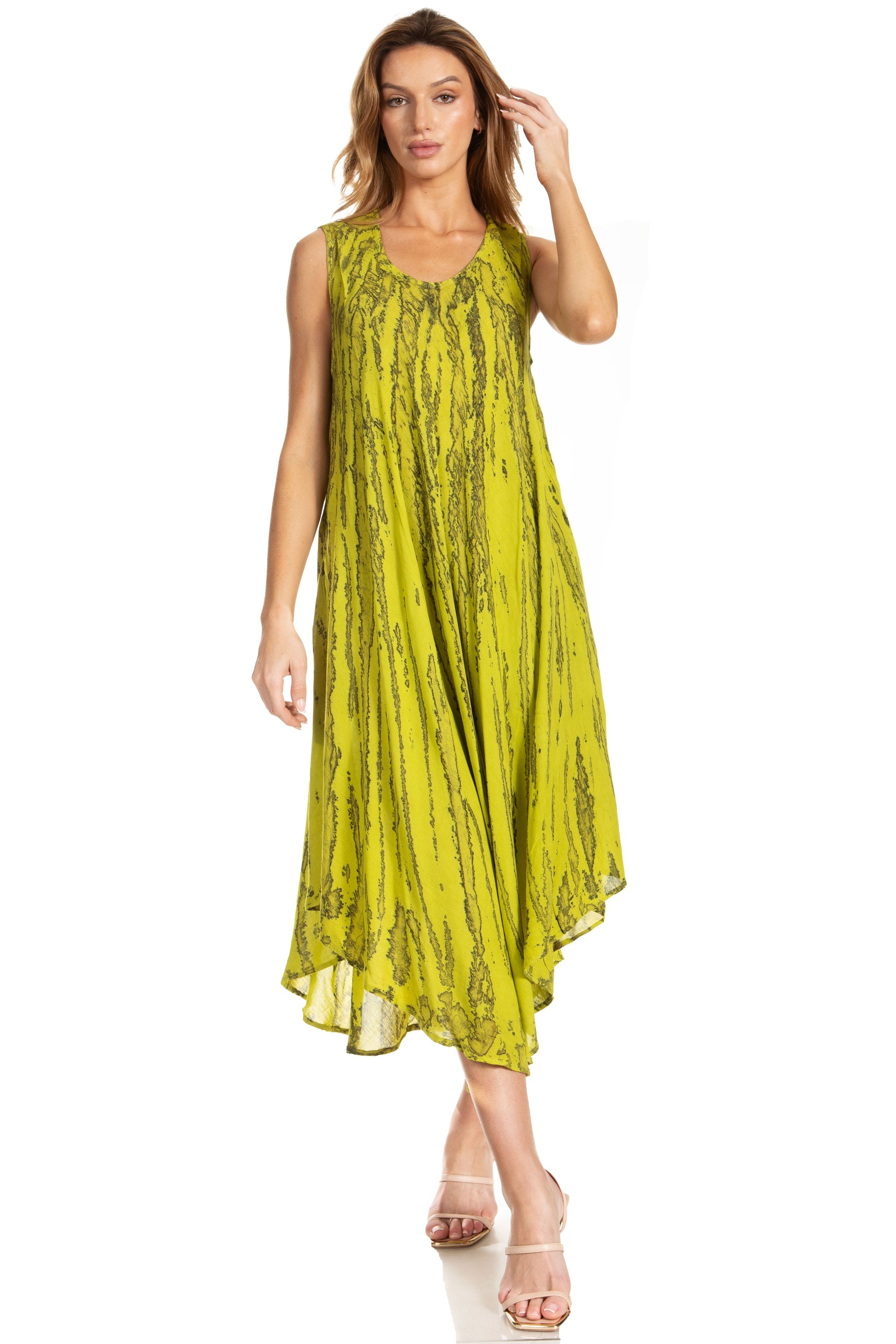 Sakkas Kara Long Draped Sleeveless Marbled Caftan Dress / Cover Up - Concordia Style Boutique