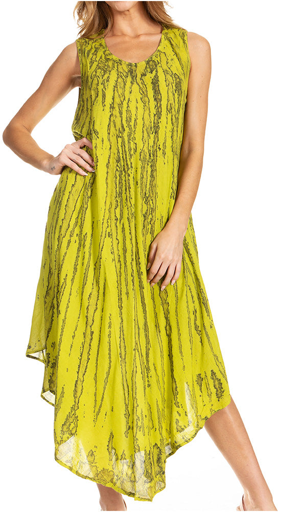 Sakkas Kara Long Draped Sleeveless Marbled Caftan Dress / Cover Up - Concordia Style Boutique