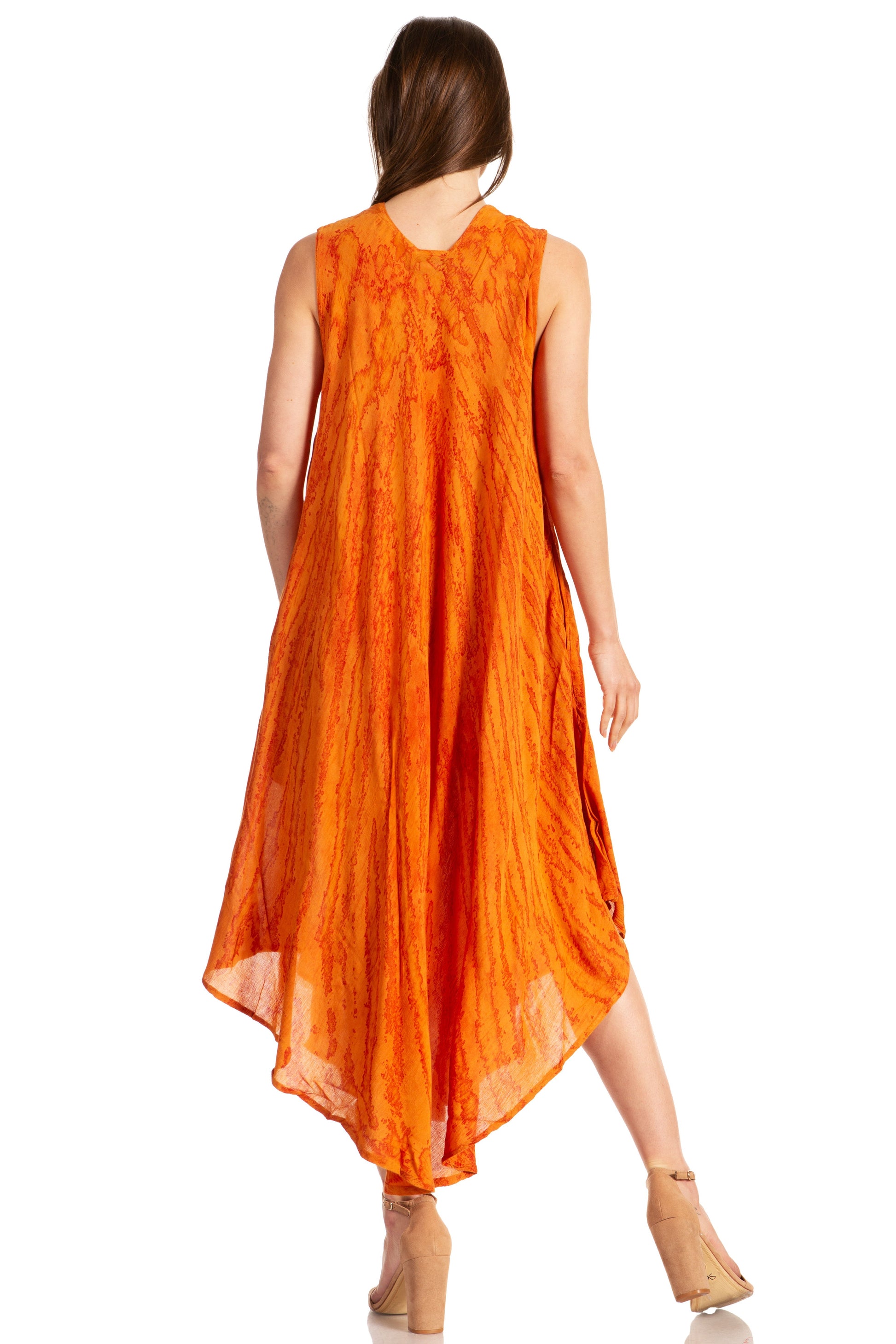 Sakkas Kara Long Draped Sleeveless Marbled Caftan Dress / Cover Up - Concordia Style Boutique