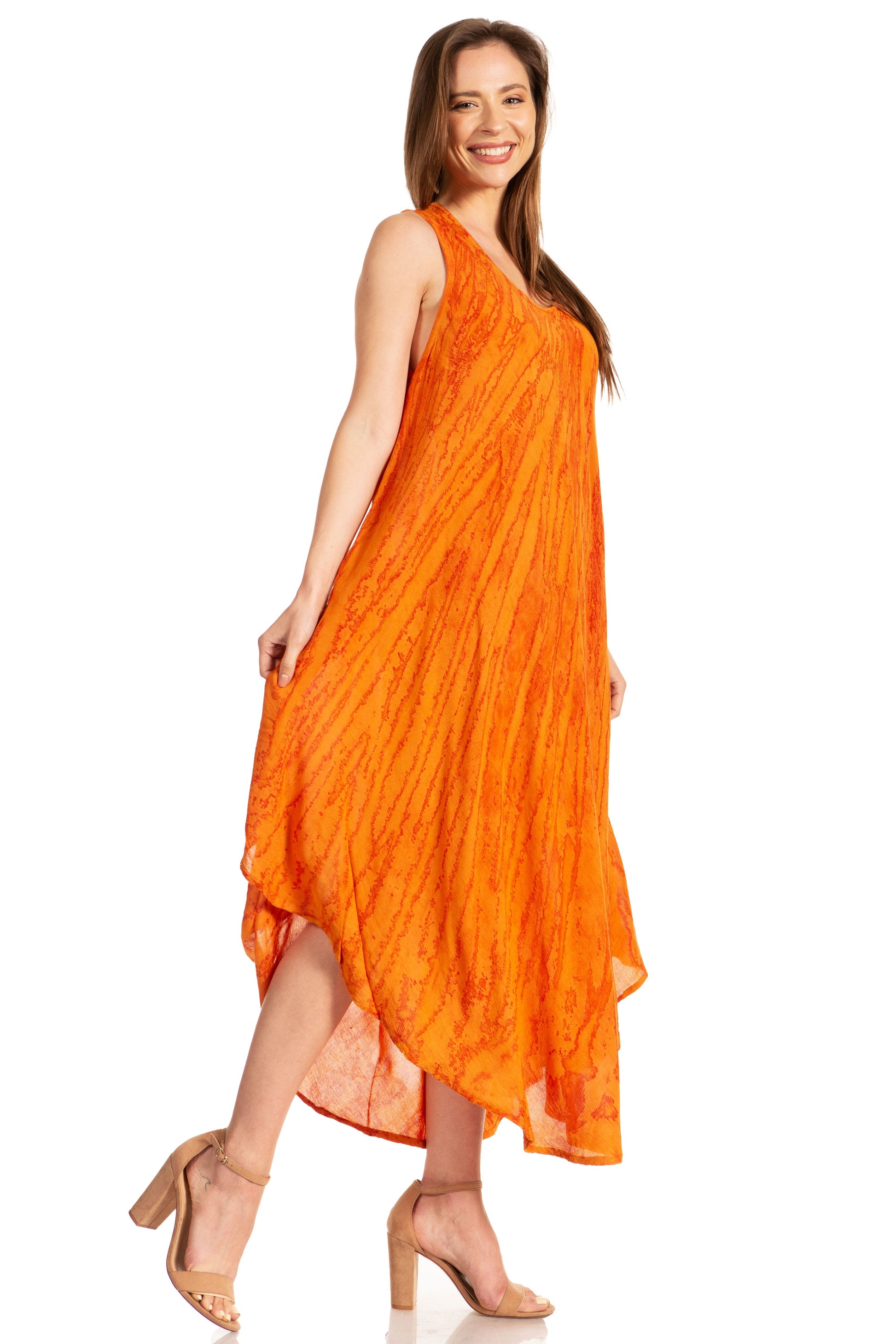 Sakkas Kara Long Draped Sleeveless Marbled Caftan Dress / Cover Up - Concordia Style Boutique