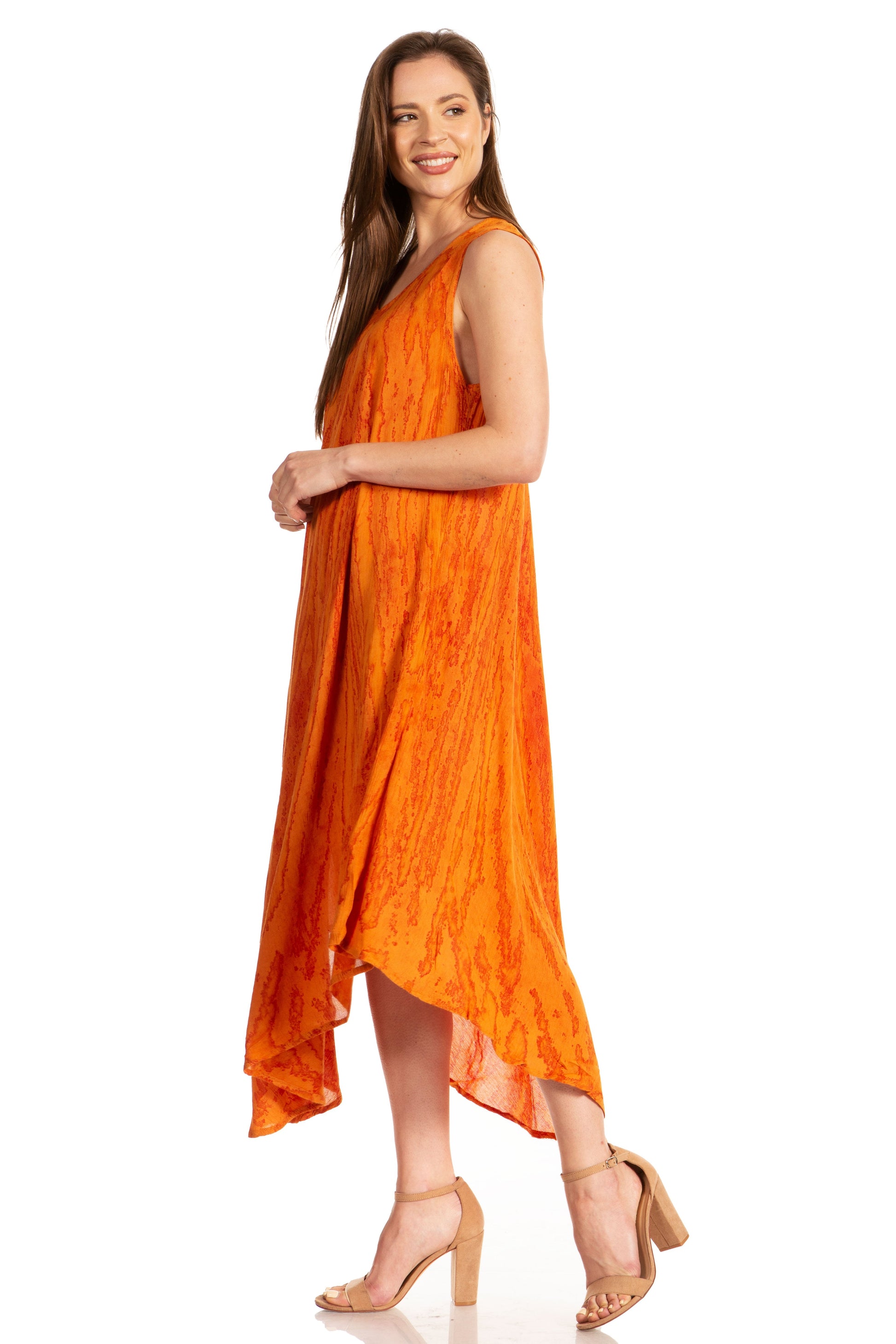Sakkas Kara Long Draped Sleeveless Marbled Caftan Dress / Cover Up - Concordia Style Boutique