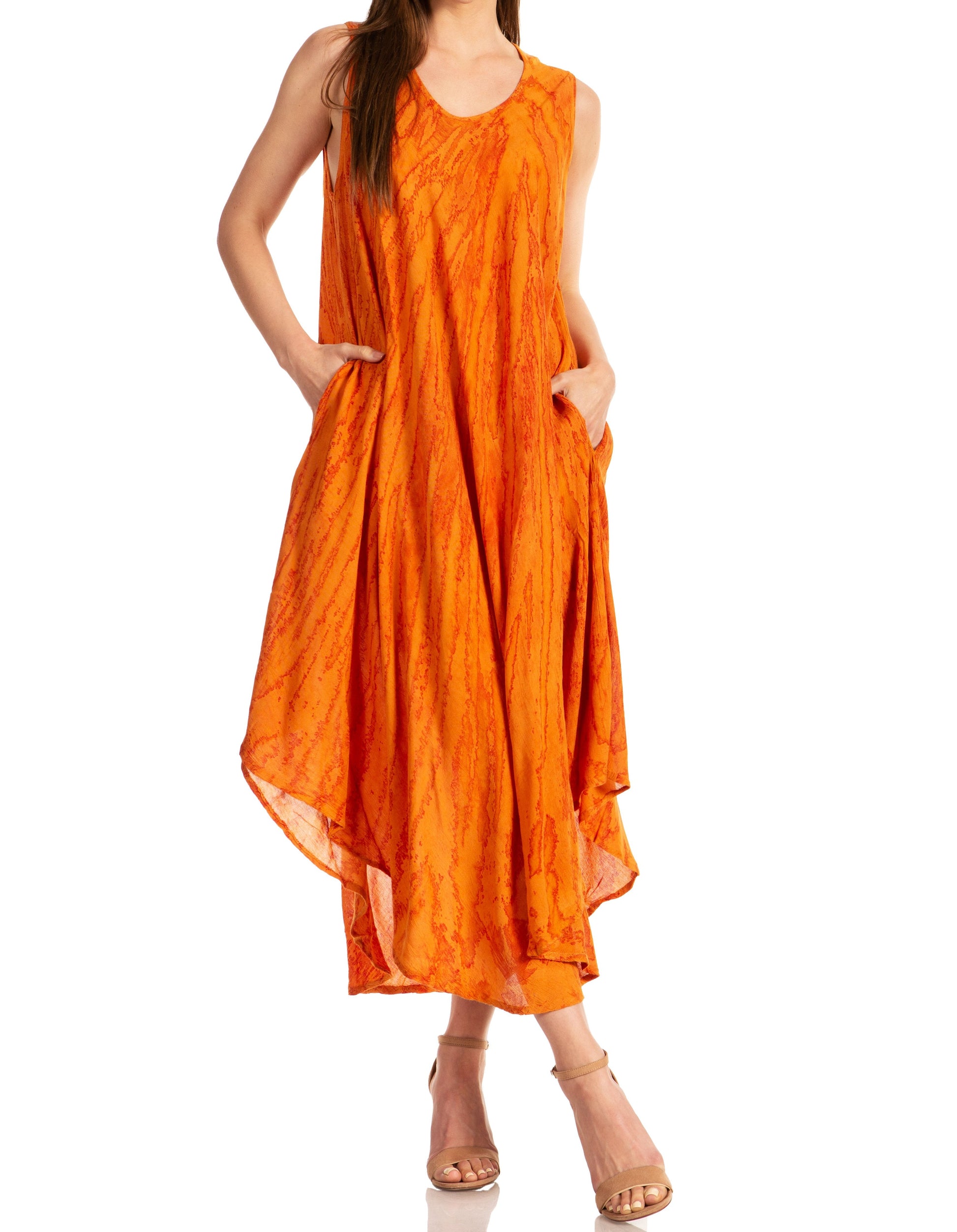 Sakkas Kara Long Draped Sleeveless Marbled Caftan Dress / Cover Up - Concordia Style Boutique