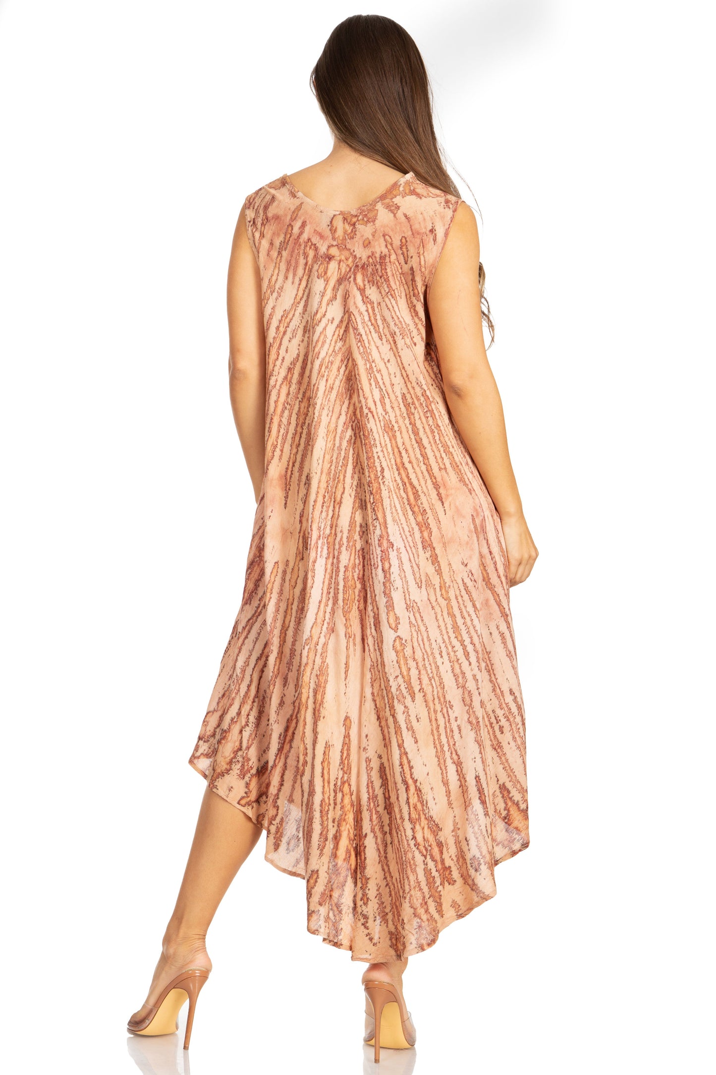 Sakkas Kara Long Draped Sleeveless Marbled Caftan Dress / Cover Up - Concordia Style Boutique