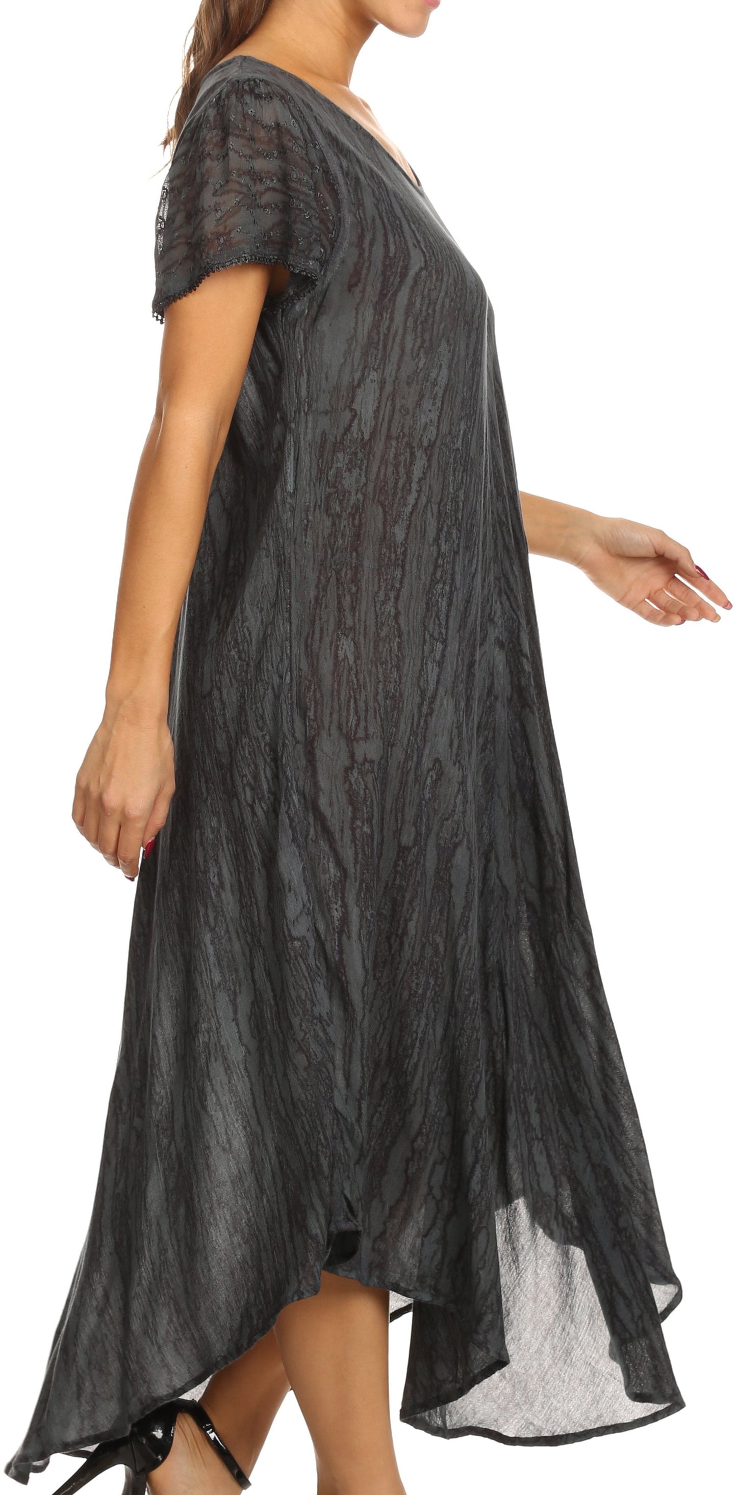 Sakkas Faye Cap Sleeved Cotton Caftan Cover Up Dress - Concordia Style Boutique