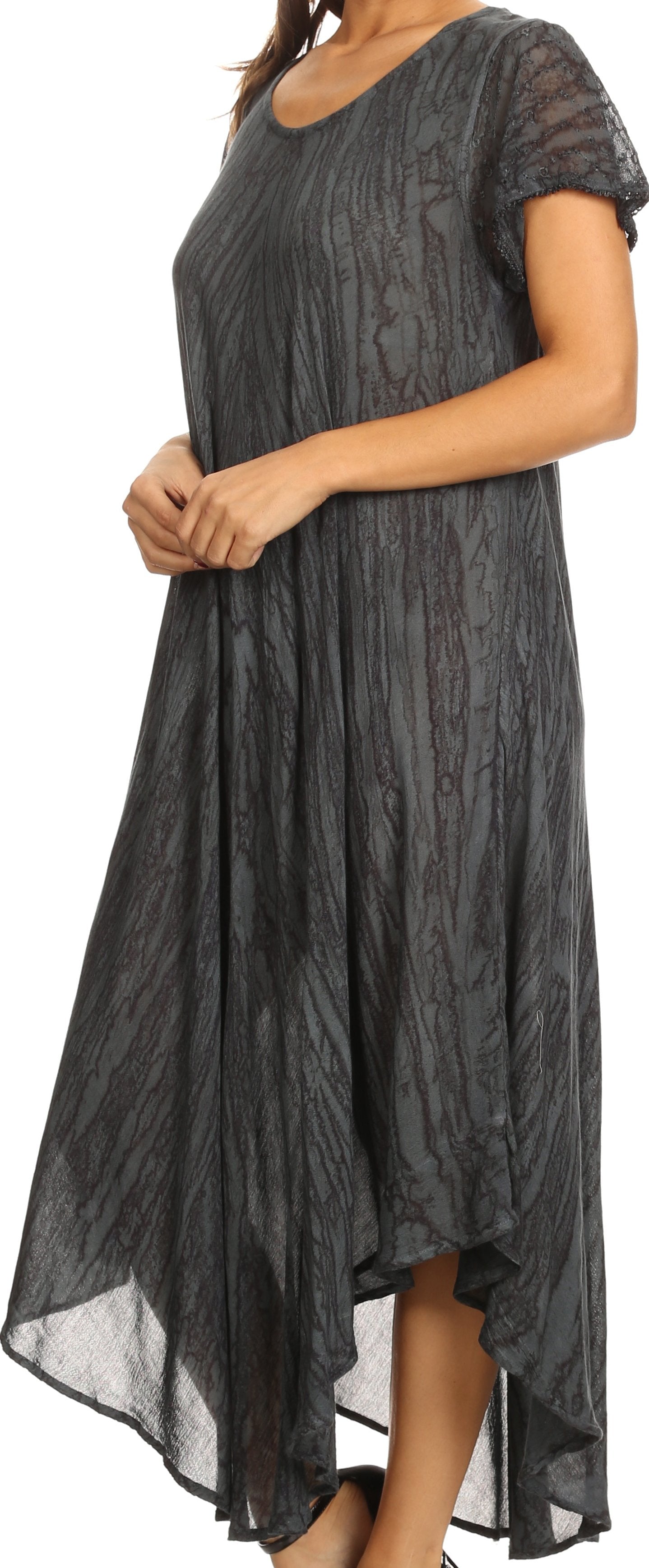 Sakkas Faye Cap Sleeved Cotton Caftan Cover Up Dress - Concordia Style Boutique