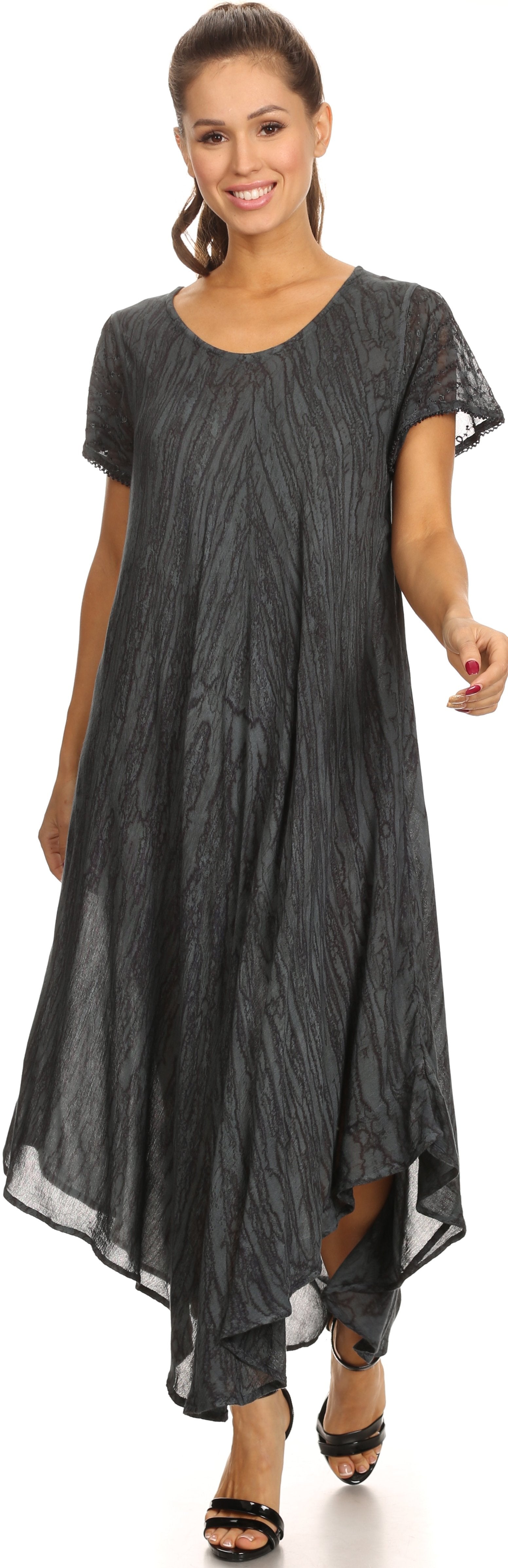 Sakkas Faye Cap Sleeved Cotton Caftan Cover Up Dress - Concordia Style Boutique