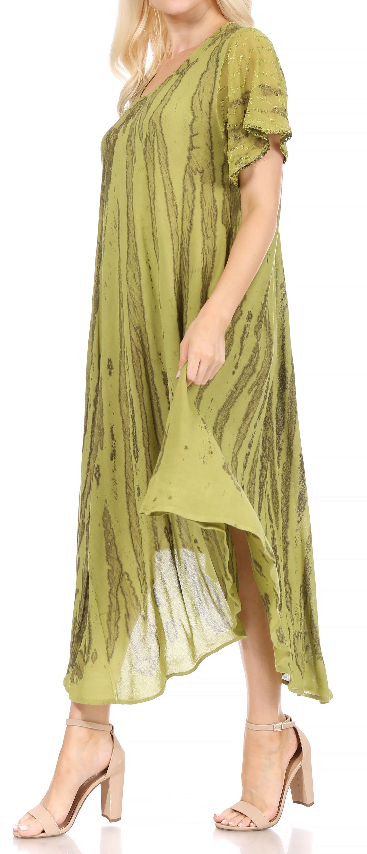 Sakkas Faye Cap Sleeved Cotton Caftan Cover Up Dress - Concordia Style Boutique