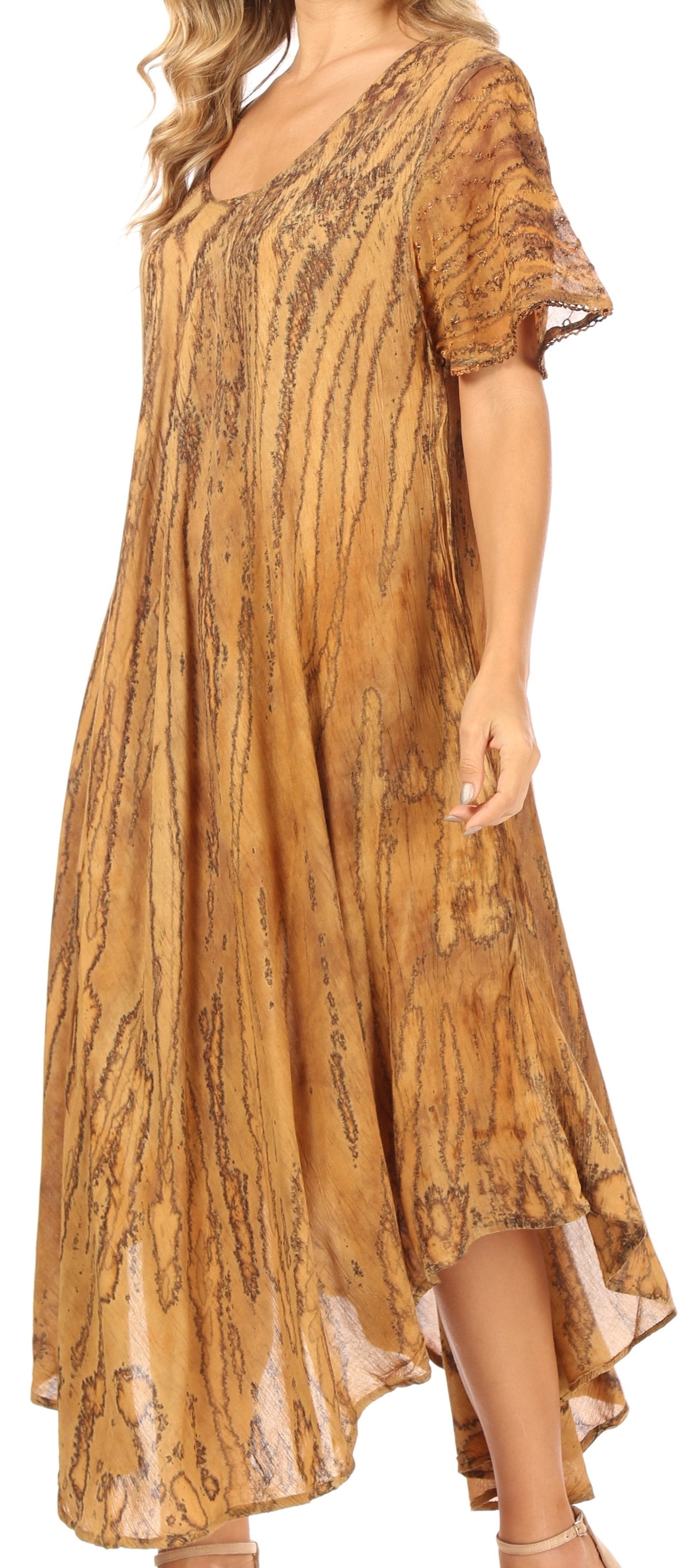 Sakkas Faye Cap Sleeved Cotton Caftan Cover Up Dress - Concordia Style Boutique
