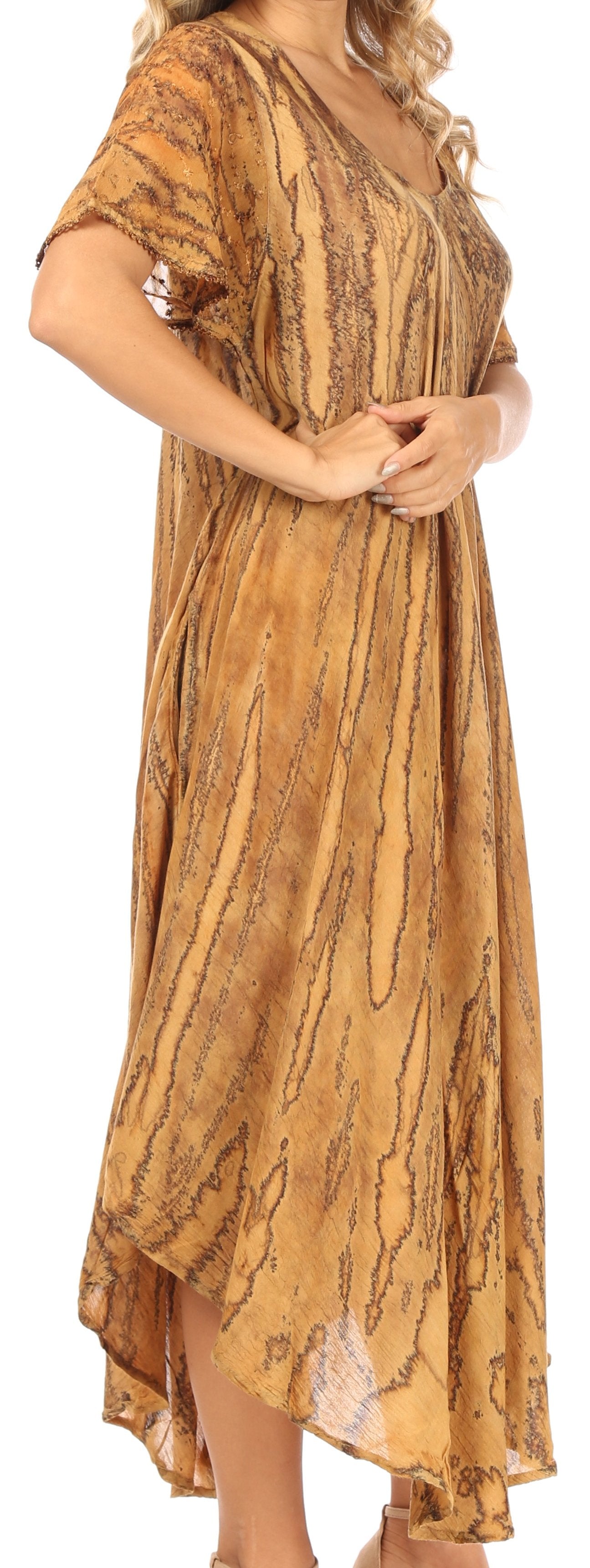 Sakkas Faye Cap Sleeved Cotton Caftan Cover Up Dress - Concordia Style Boutique