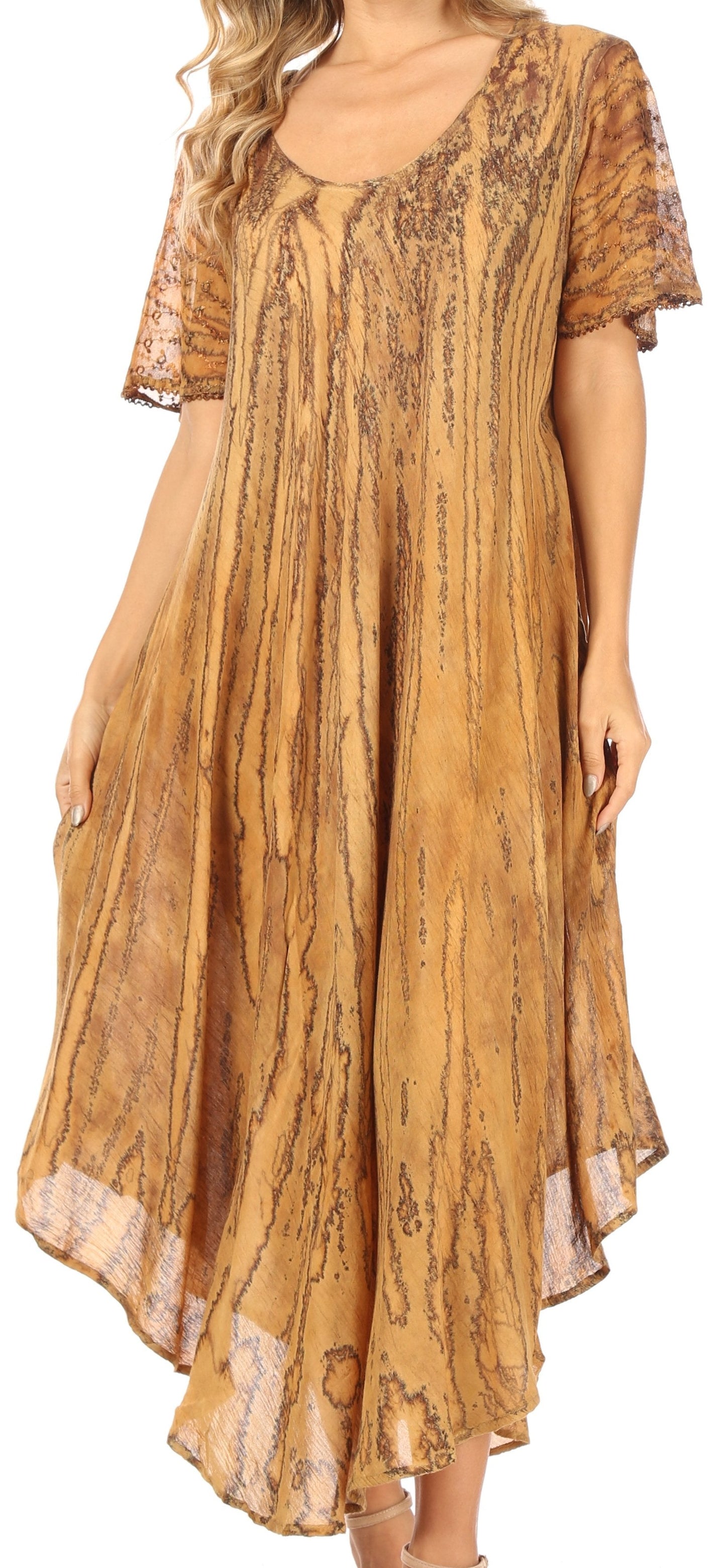Sakkas Faye Cap Sleeved Cotton Caftan Cover Up Dress - Concordia Style Boutique