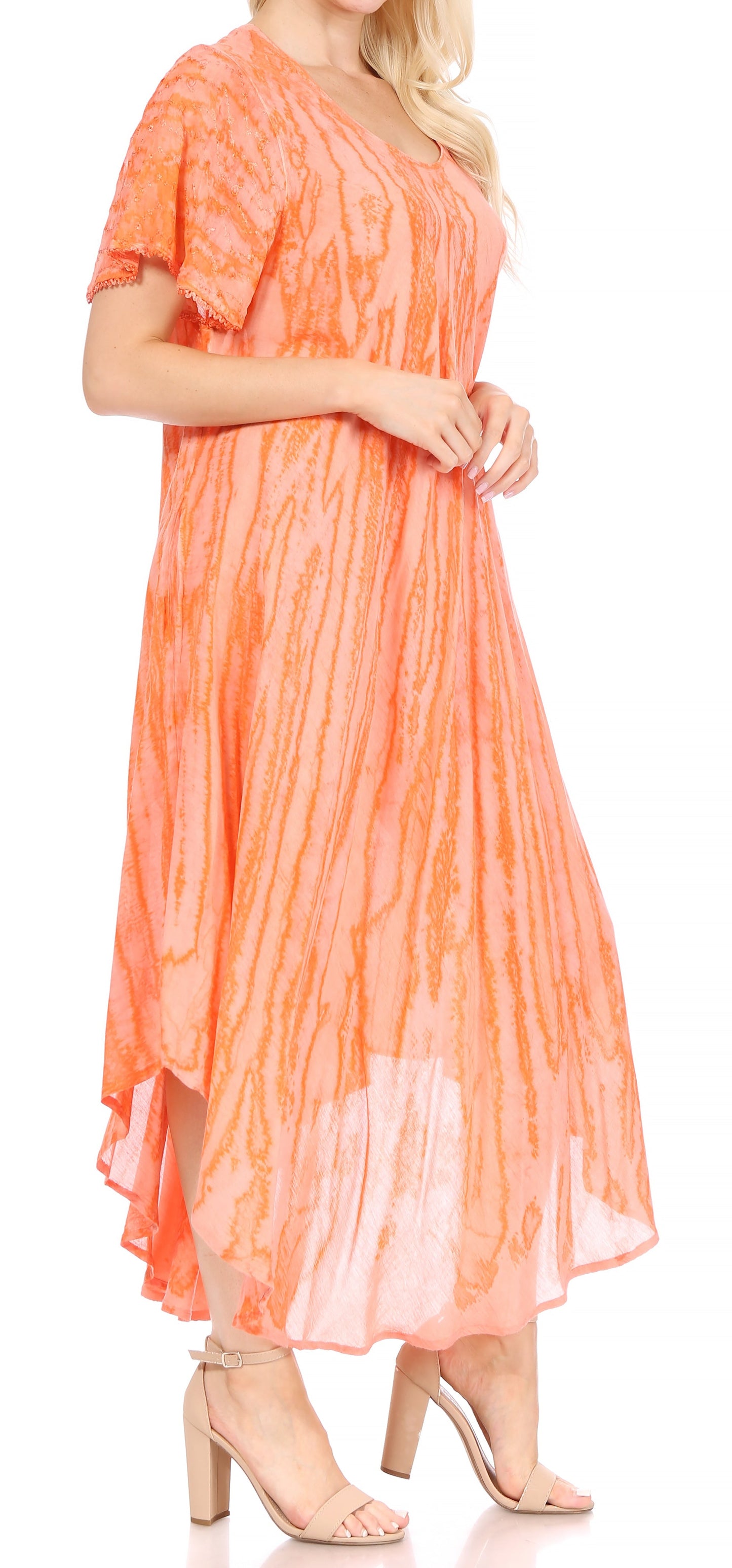 Sakkas Faye Cap Sleeved Cotton Caftan Cover Up Dress - Concordia Style Boutique
