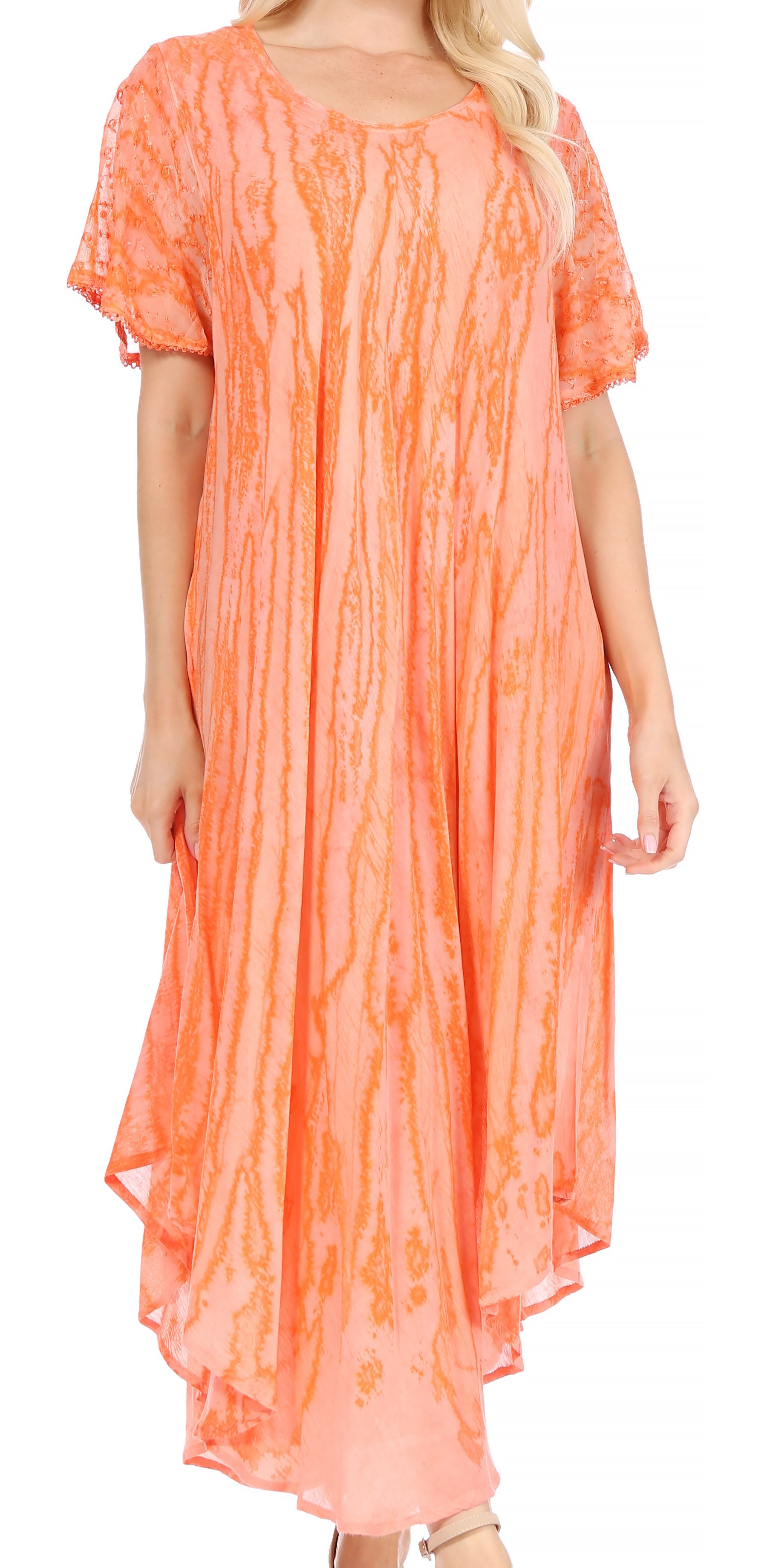 Sakkas Faye Cap Sleeved Cotton Caftan Cover Up Dress - Concordia Style Boutique
