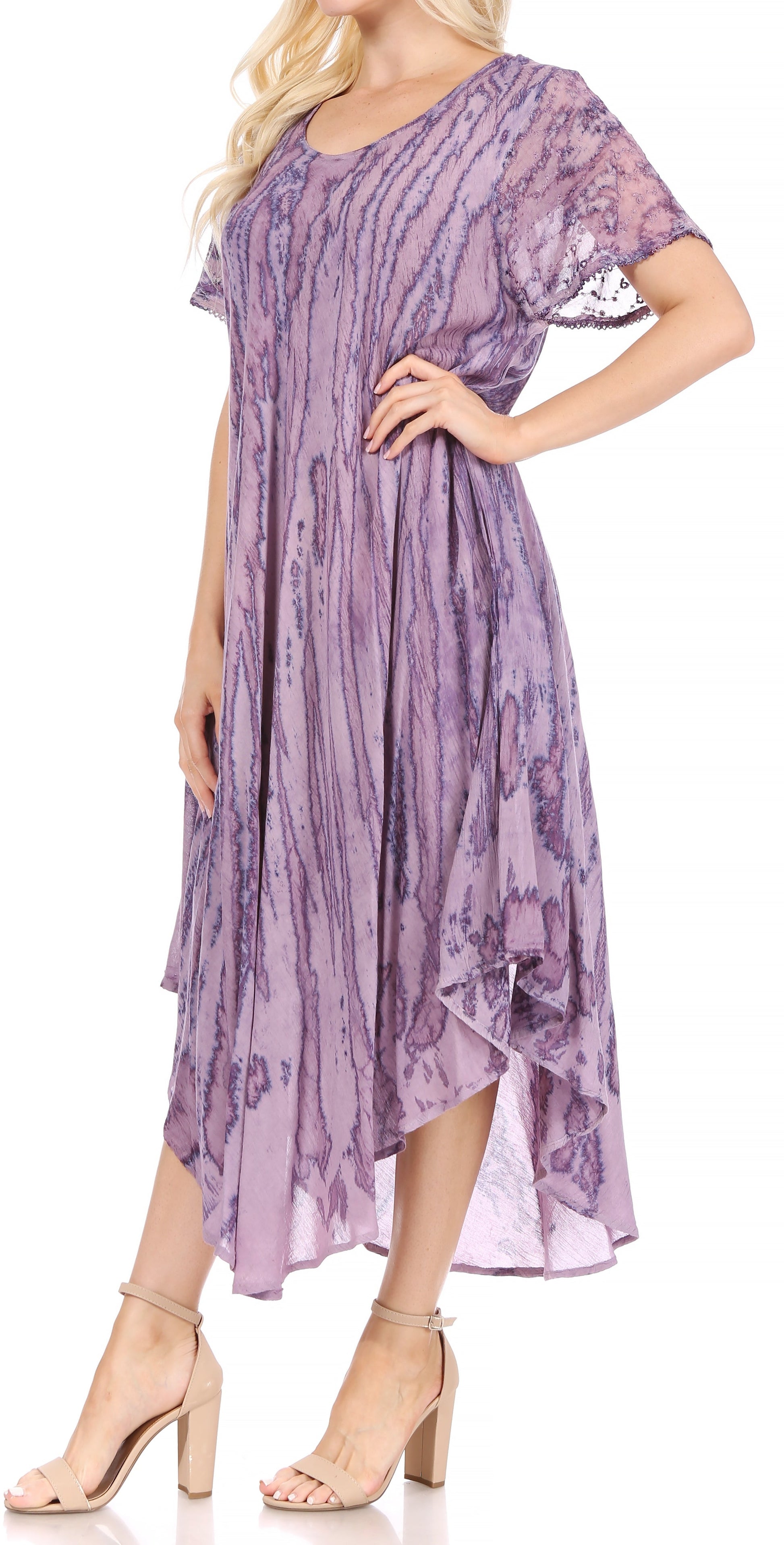 Sakkas Faye Cap Sleeved Cotton Caftan Cover Up Dress - Concordia Style Boutique