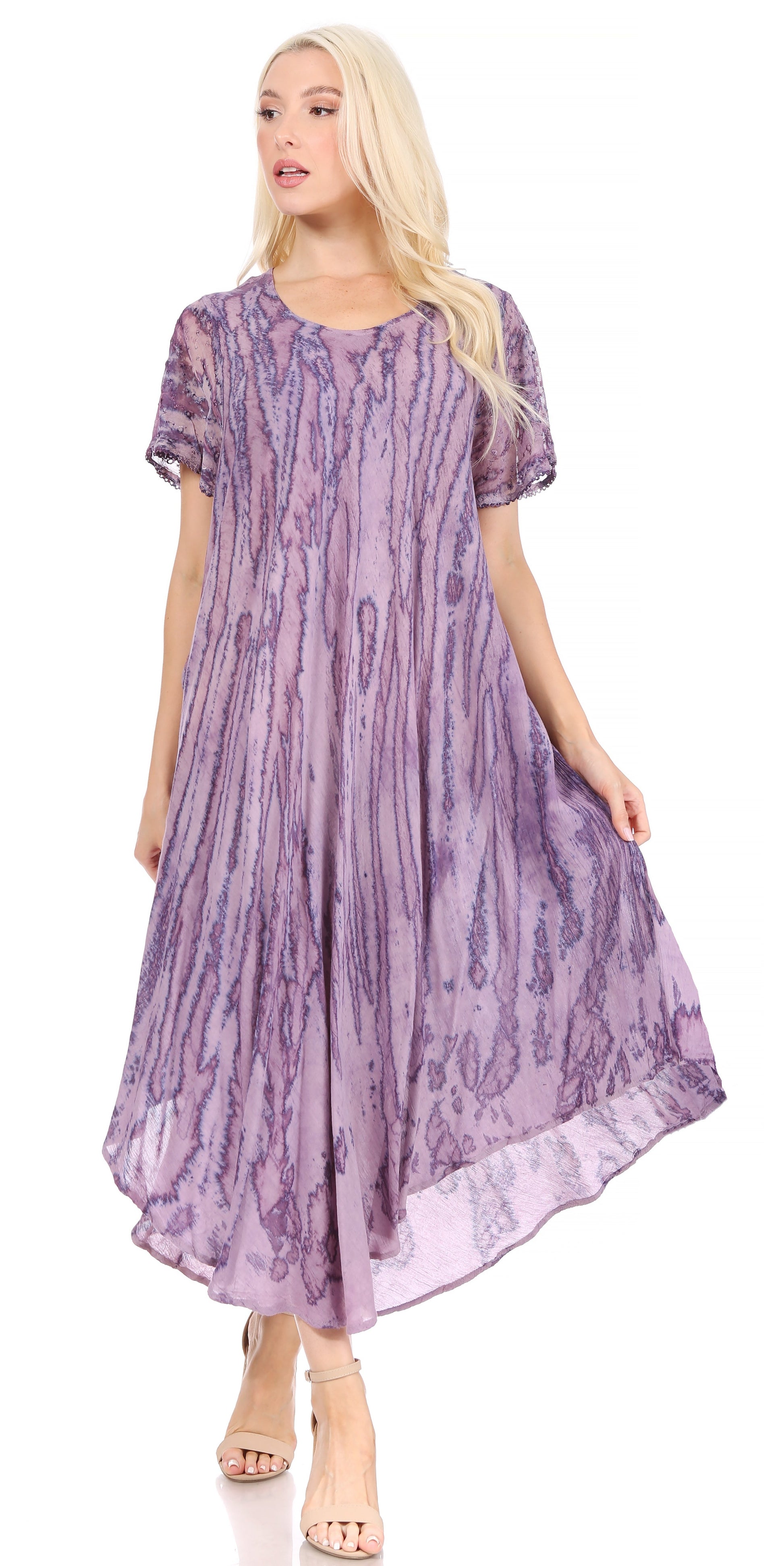 Sakkas Faye Cap Sleeved Cotton Caftan Cover Up Dress - Concordia Style Boutique