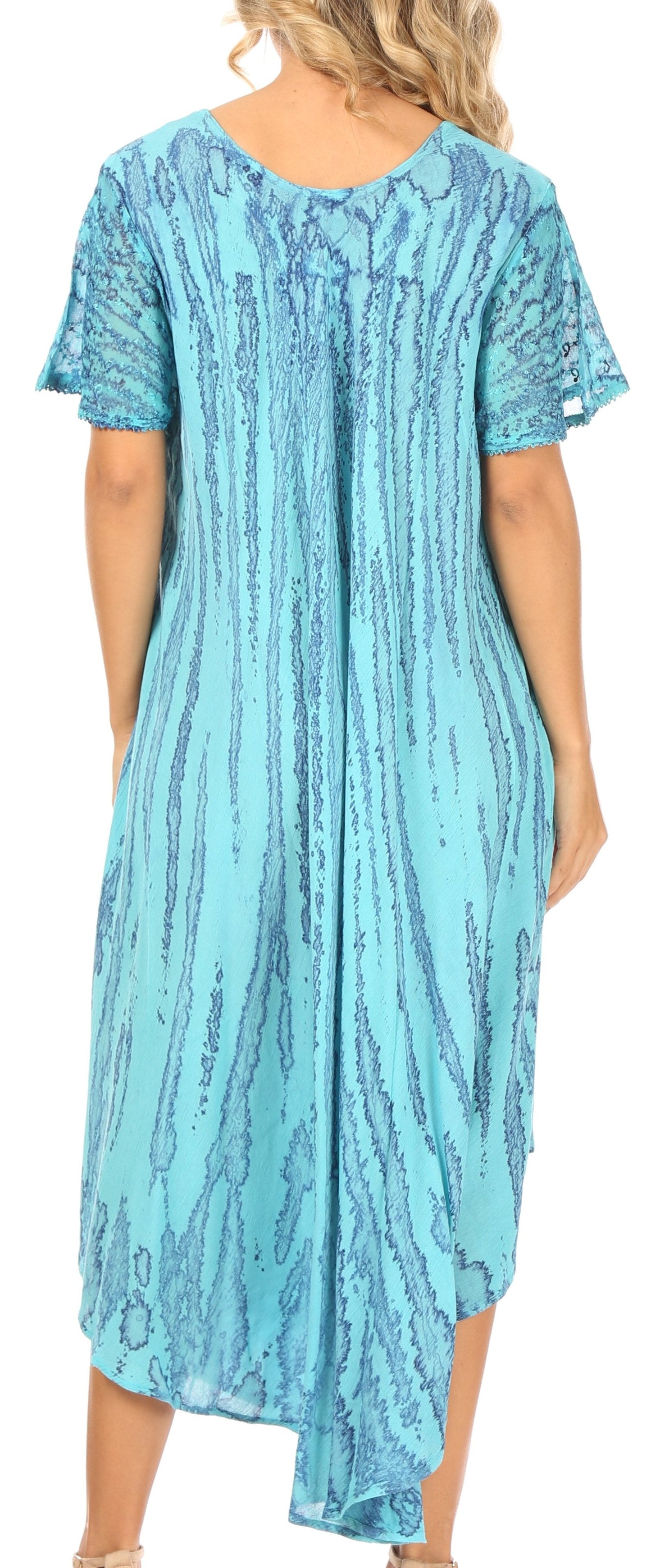 Sakkas Faye Cap Sleeved Cotton Caftan Cover Up Dress - Concordia Style Boutique