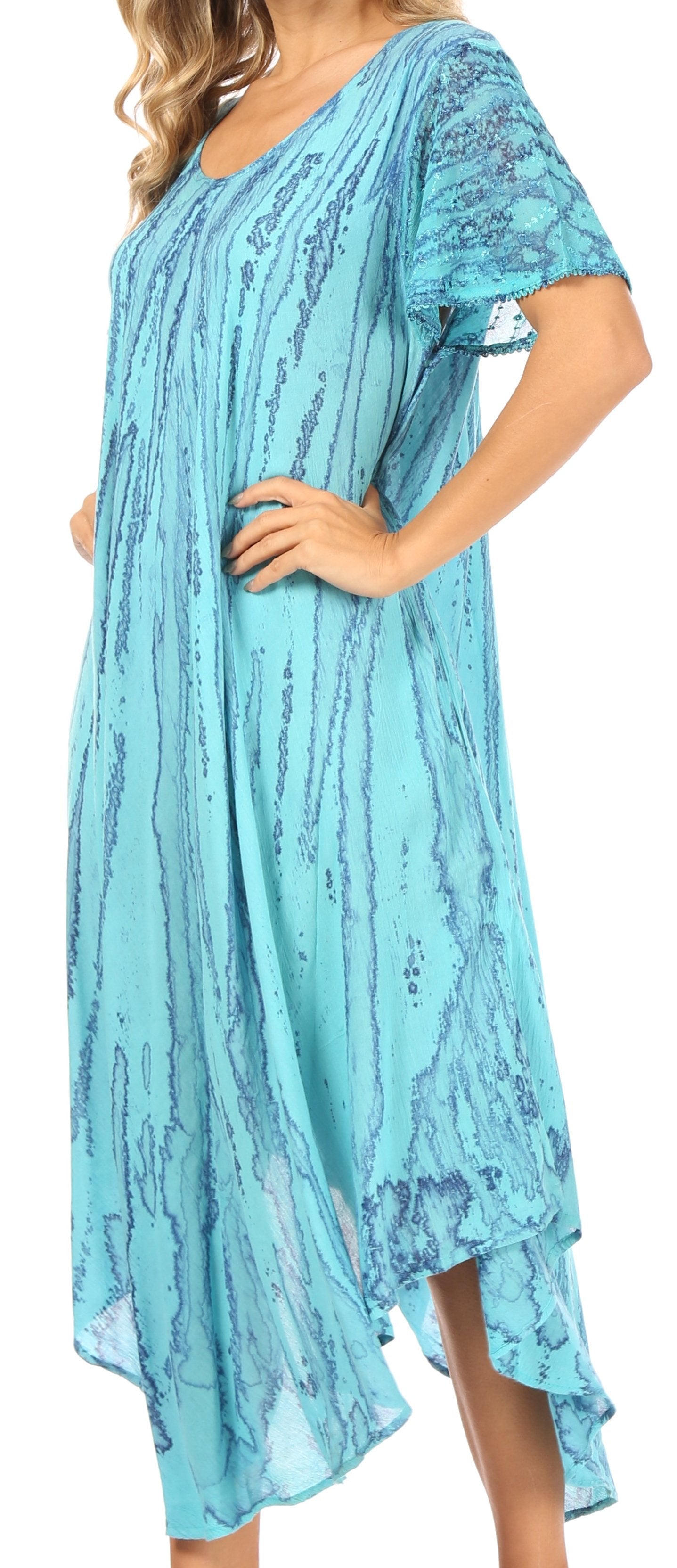 Sakkas Faye Cap Sleeved Cotton Caftan Cover Up Dress - Concordia Style Boutique