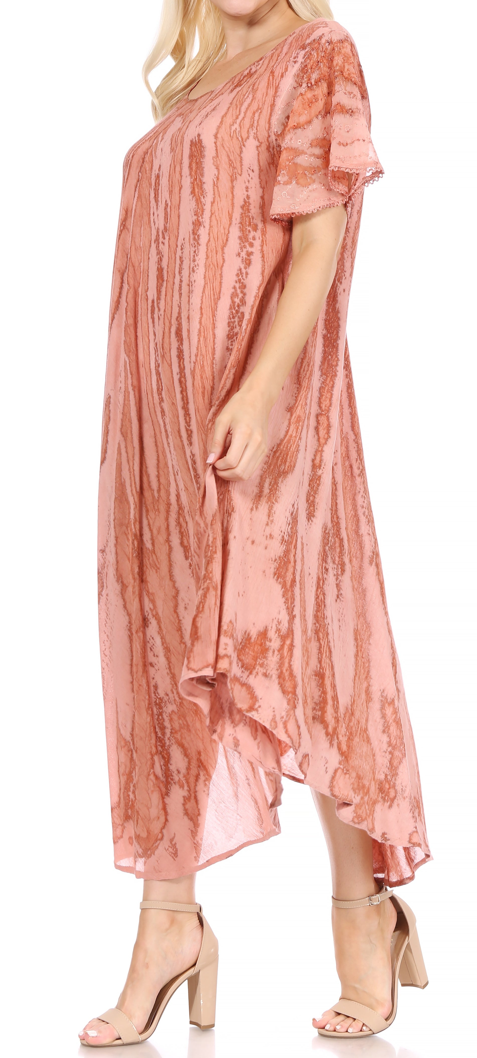 Sakkas Faye Cap Sleeved Cotton Caftan Cover Up Dress - Concordia Style Boutique