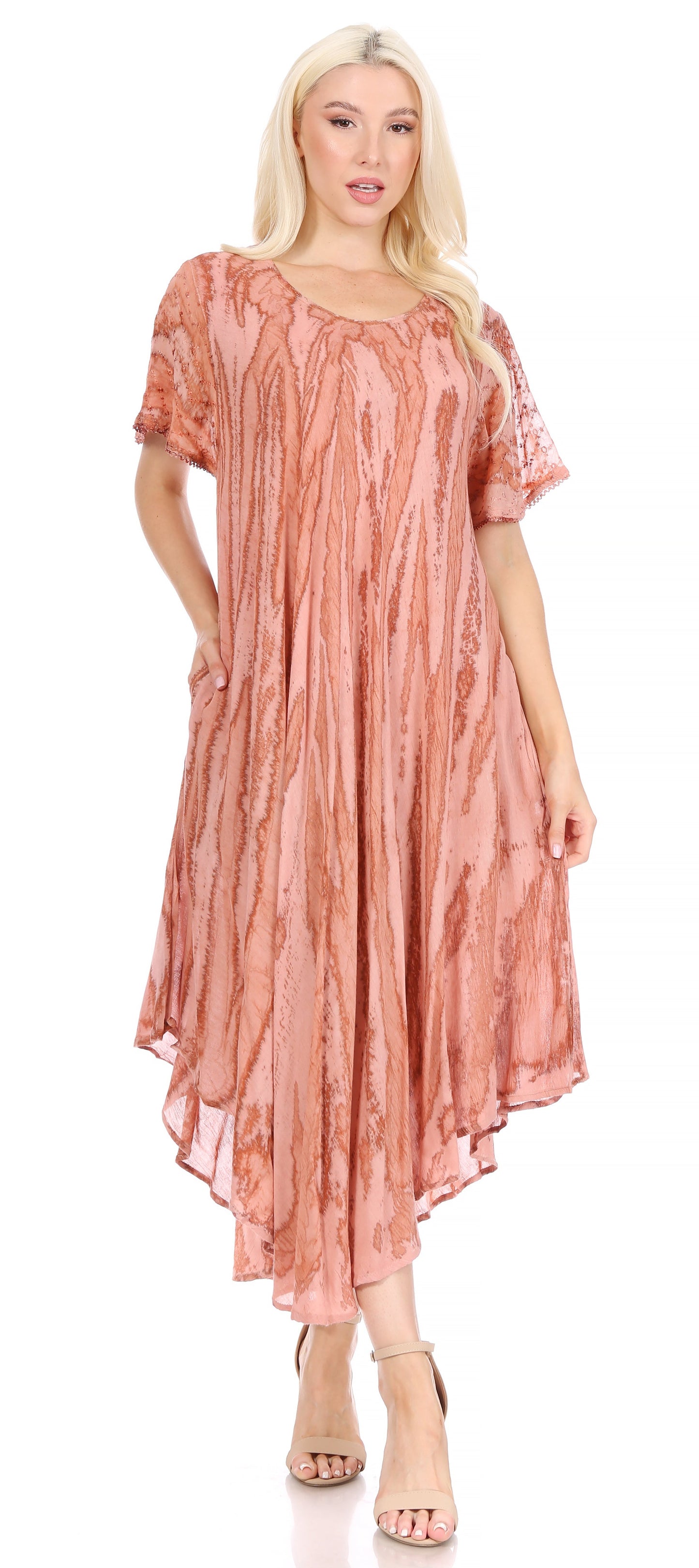 Sakkas Faye Cap Sleeved Cotton Caftan Cover Up Dress - Concordia Style Boutique