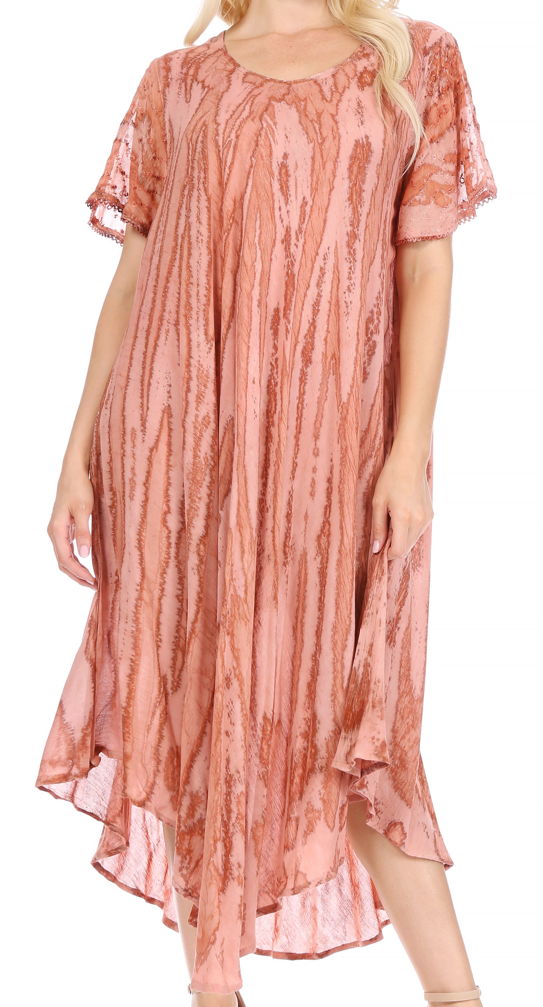 Sakkas Faye Cap Sleeved Cotton Caftan Cover Up Dress - Concordia Style Boutique