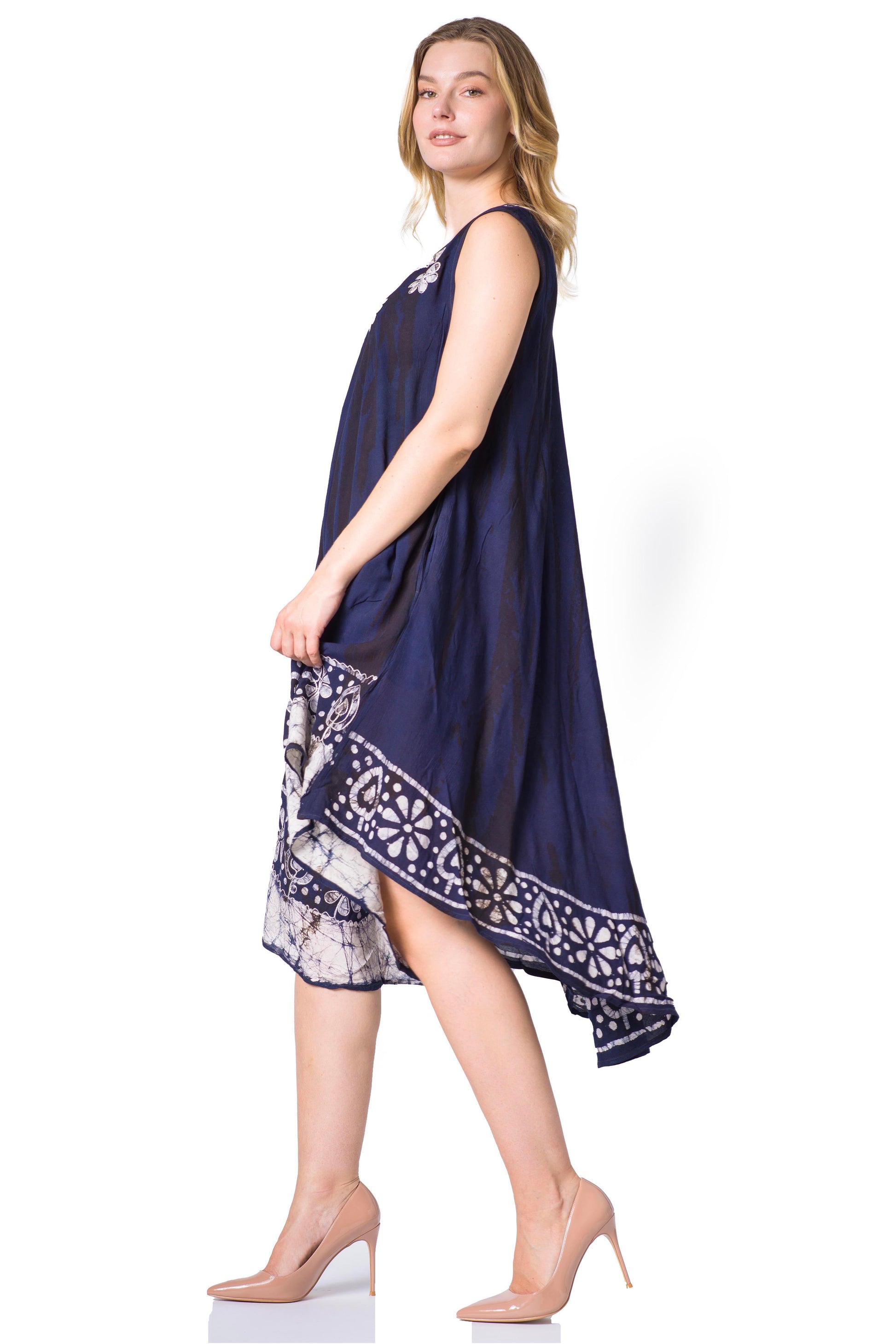 Sakkas Alexis Embroidered Long Sleeveless Floral Caftan Dress / Cover Up - Concordia Style Boutique