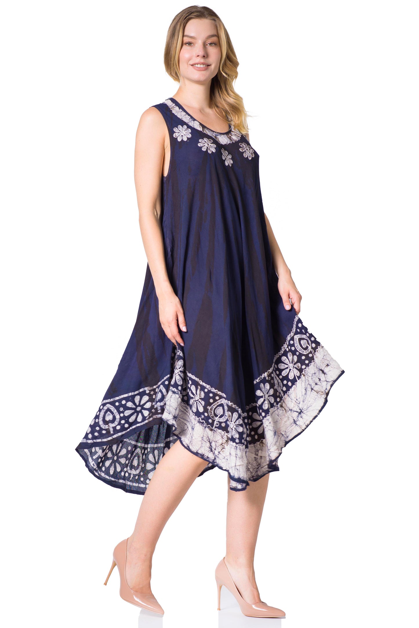 Sakkas Alexis Embroidered Long Sleeveless Floral Caftan Dress / Cover Up - Concordia Style Boutique