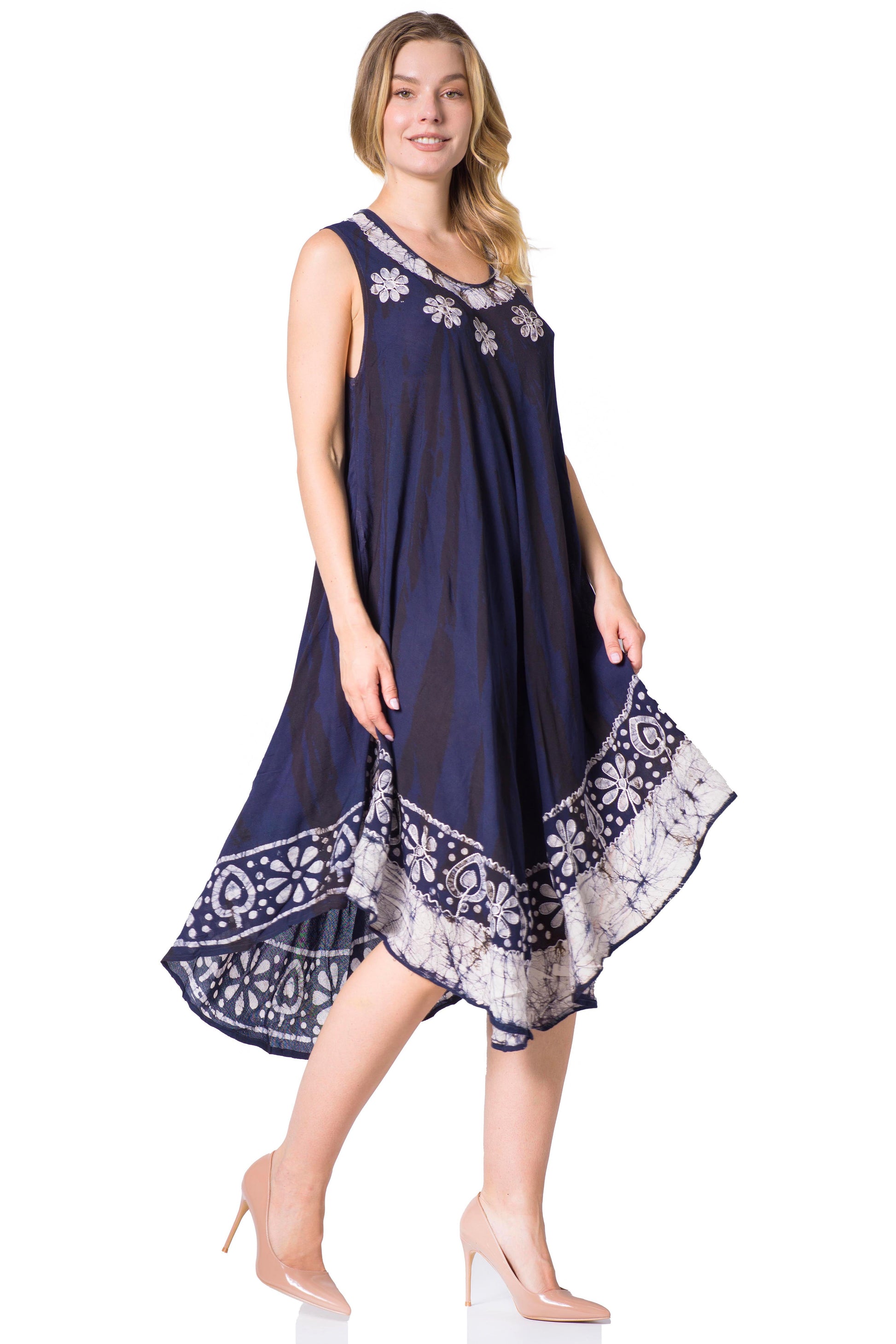 Sakkas Alexis Embroidered Long Sleeveless Floral Caftan Dress / Cover Up - Concordia Style Boutique