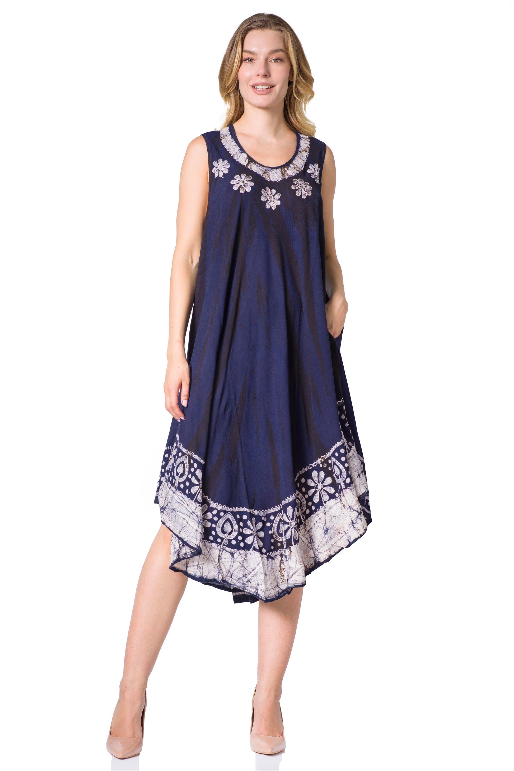 Sakkas Alexis Embroidered Long Sleeveless Floral Caftan Dress / Cover Up - Concordia Style Boutique