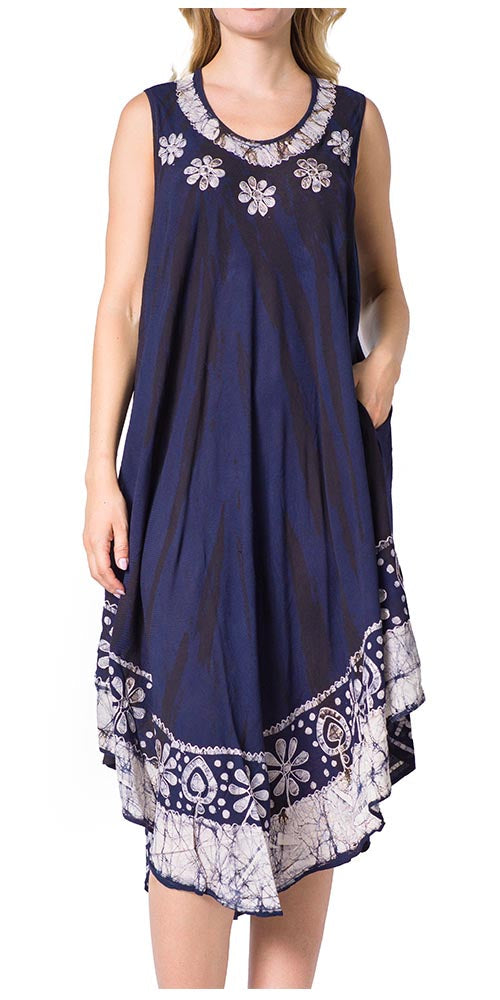 Sakkas Alexis Embroidered Long Sleeveless Floral Caftan Dress / Cover Up - Concordia Style Boutique